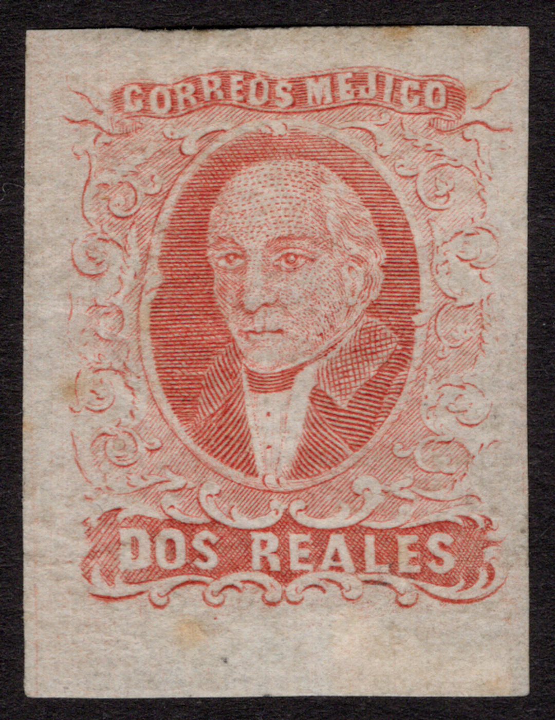 1856-1883 Classic Period 1856, 2r. red, plate proof, excellent margins