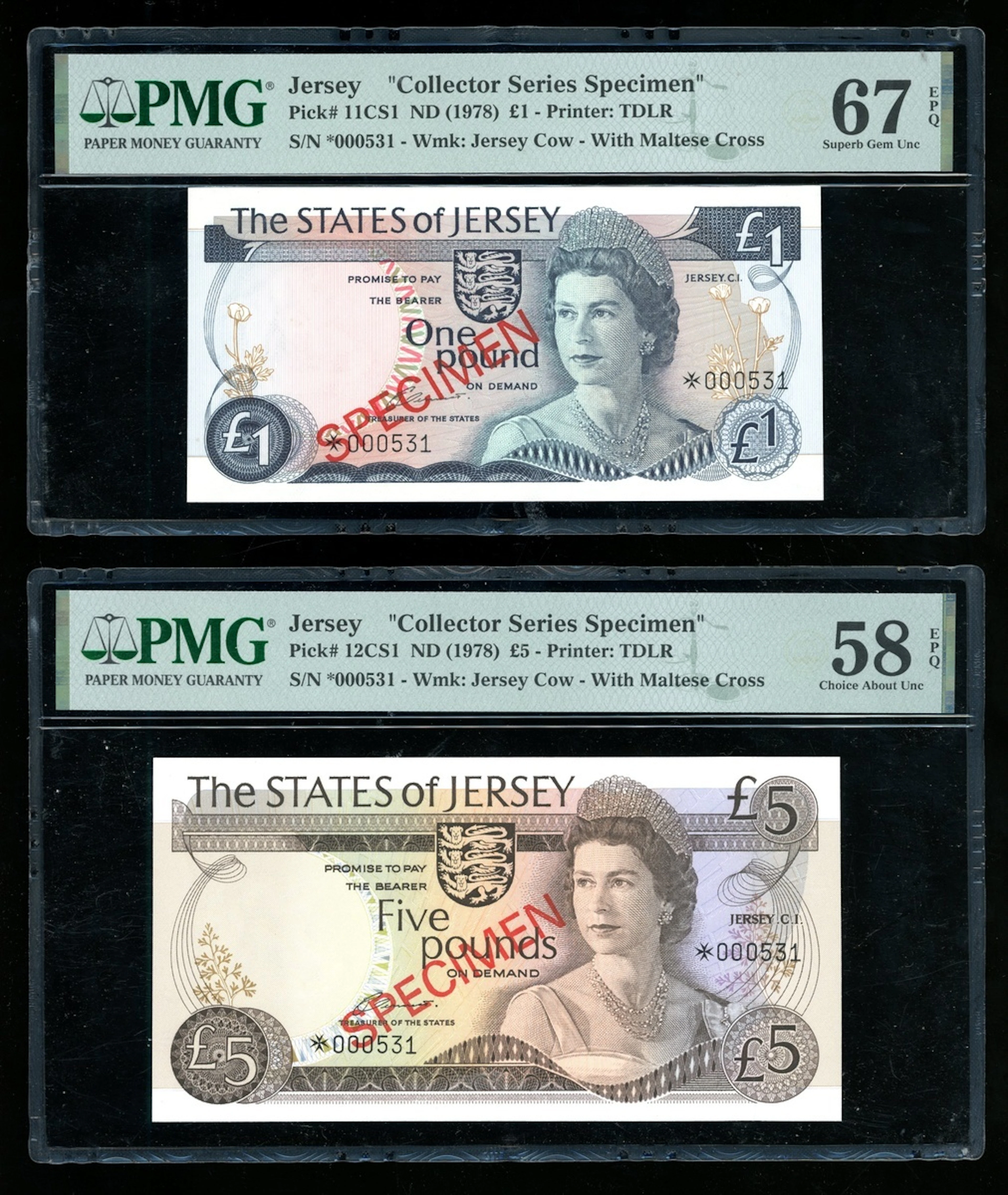 States of Jersey, a set of collectors series specimen, ND (1978)