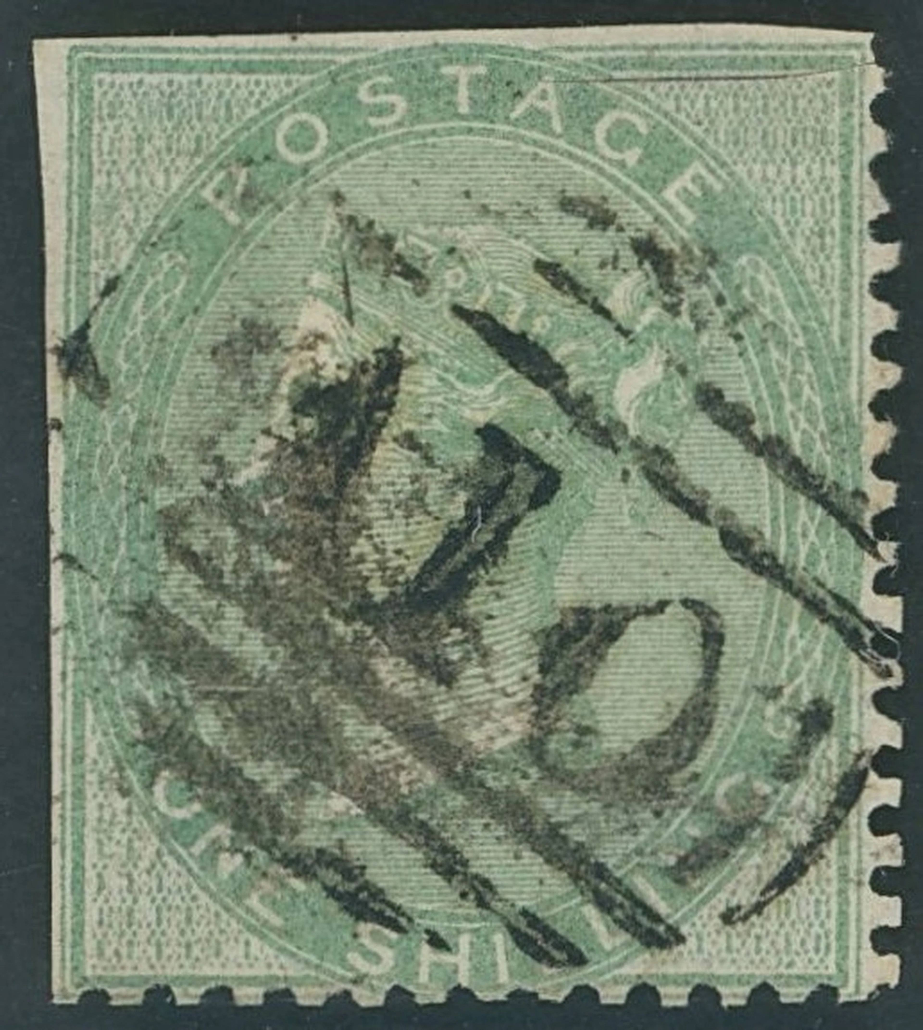 St. Vincent Great Britain used in St. Vincent 1/- green cancelled