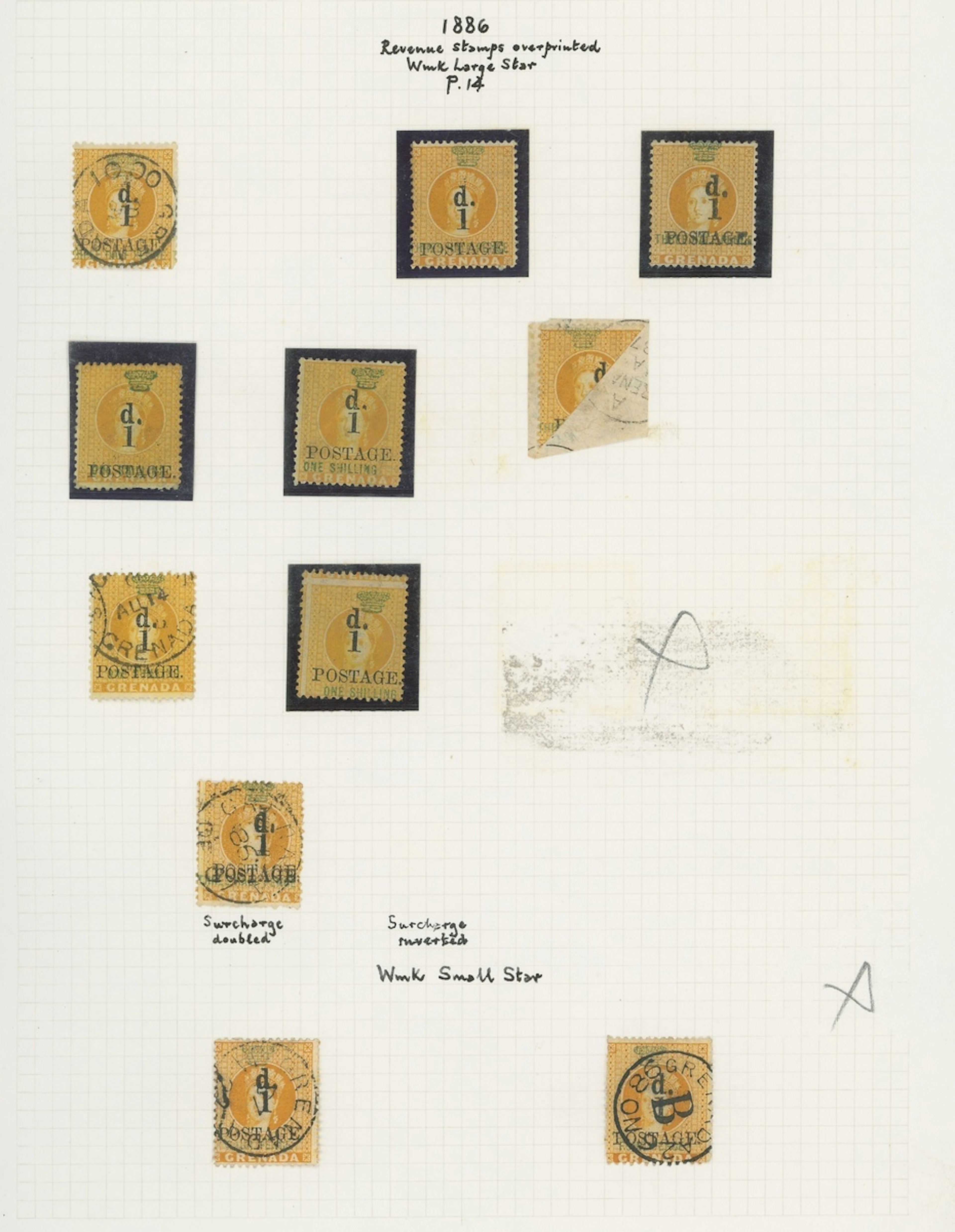 Grenada Issued Stamps 1886-91 Surcharges, a mint and used collection