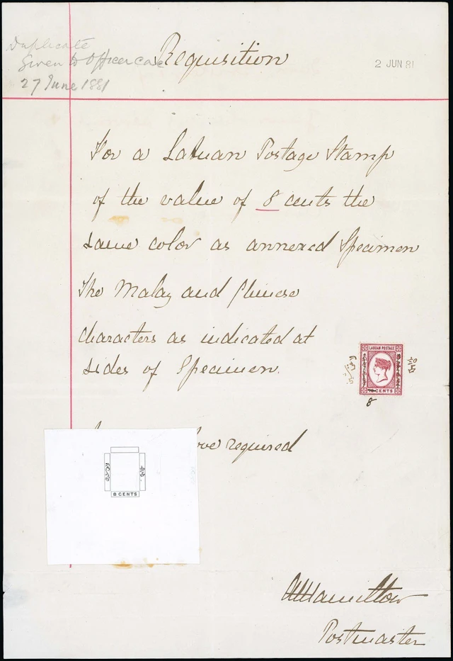 Labuan 1880-82 Watermark Crown CC Essay The manuscript requisition
