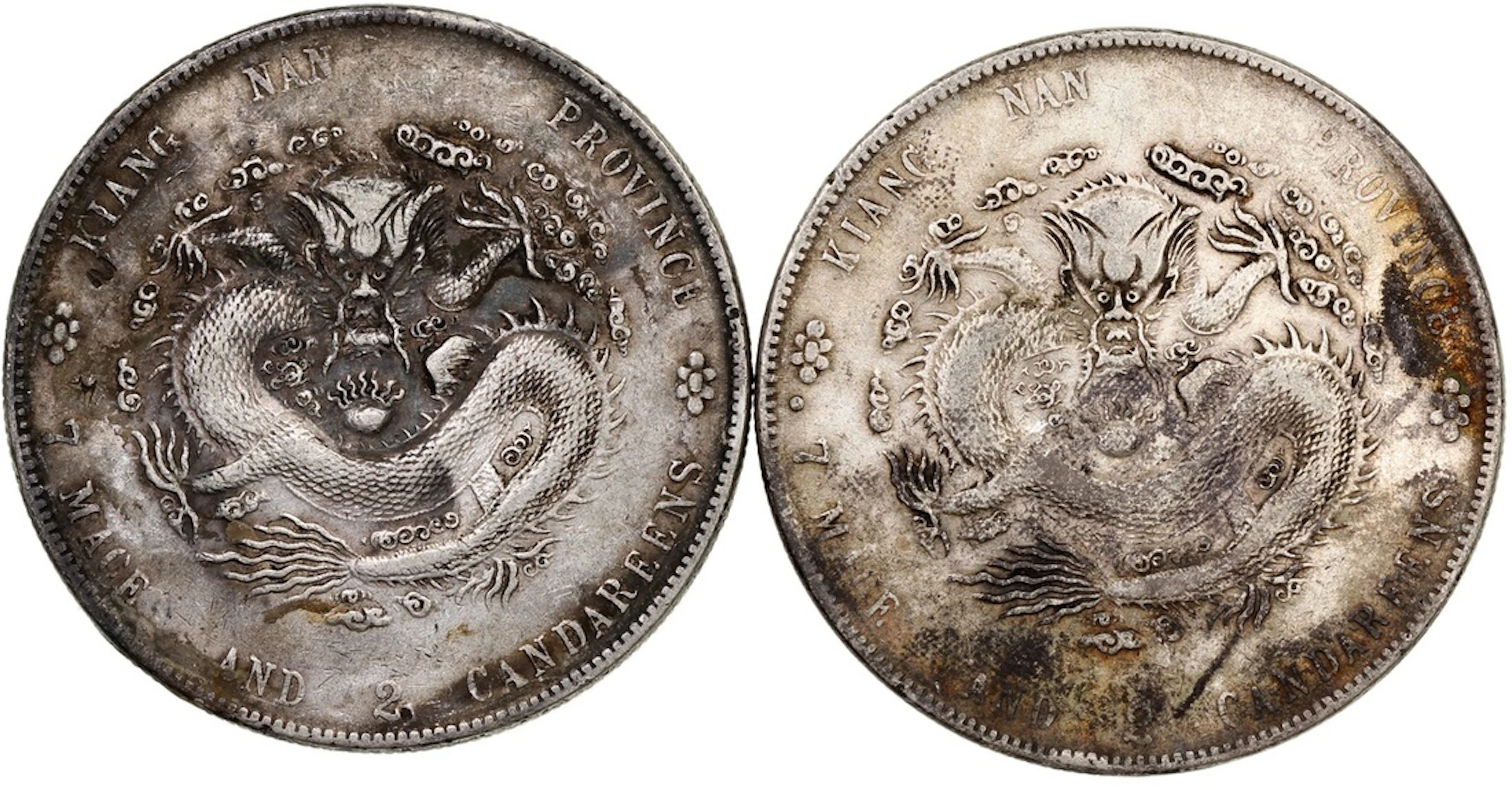 China, Qing Dynasty, Kiangnan Province, a pair of silver dollars