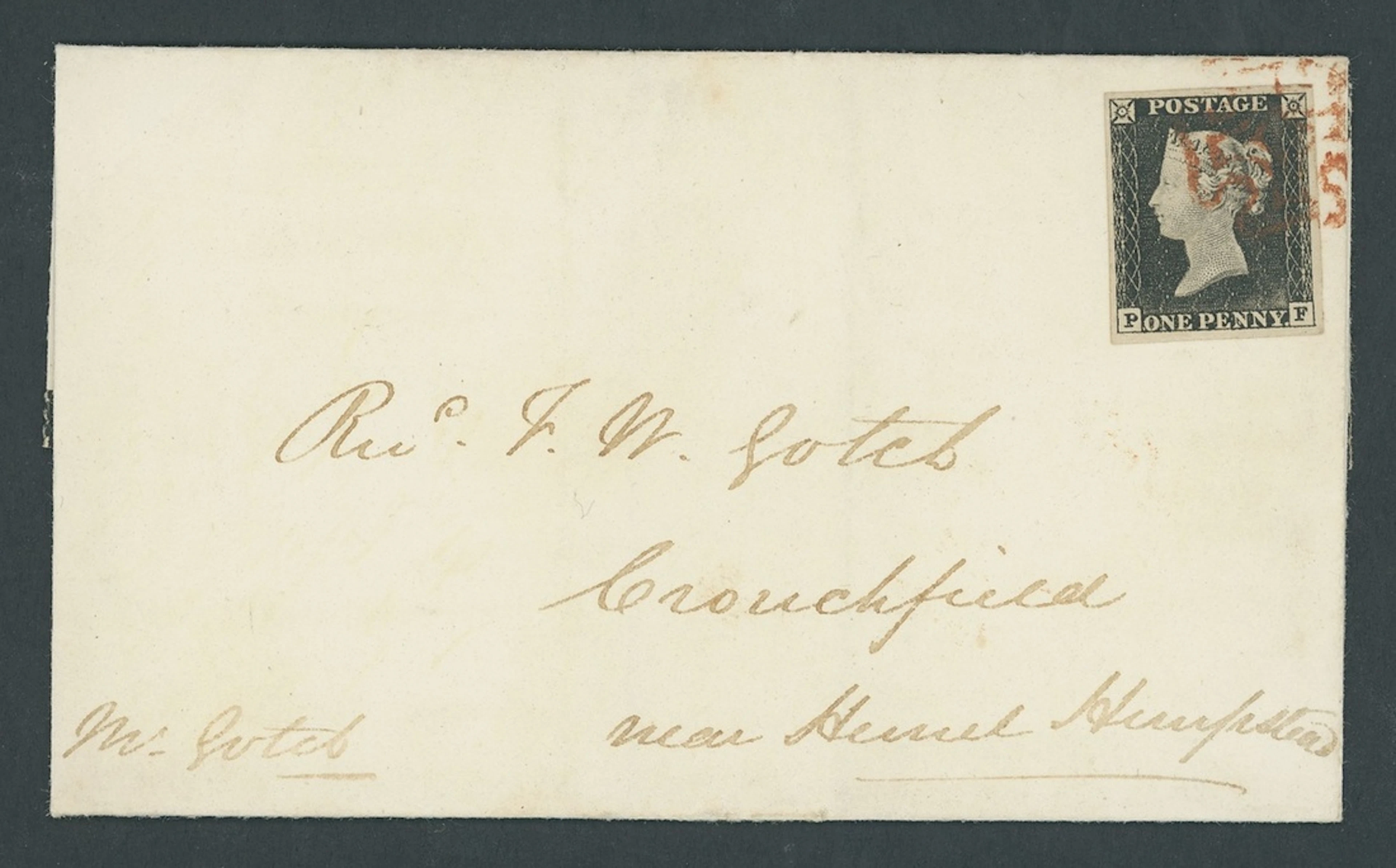 Great Britain 1840 One Penny Black Plate 1a PF, an early impression