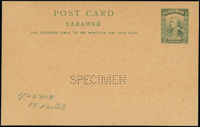 Sarawak Postal Stationery Postcards 1934 Issue 2c., 4c., 6c. and 8c.