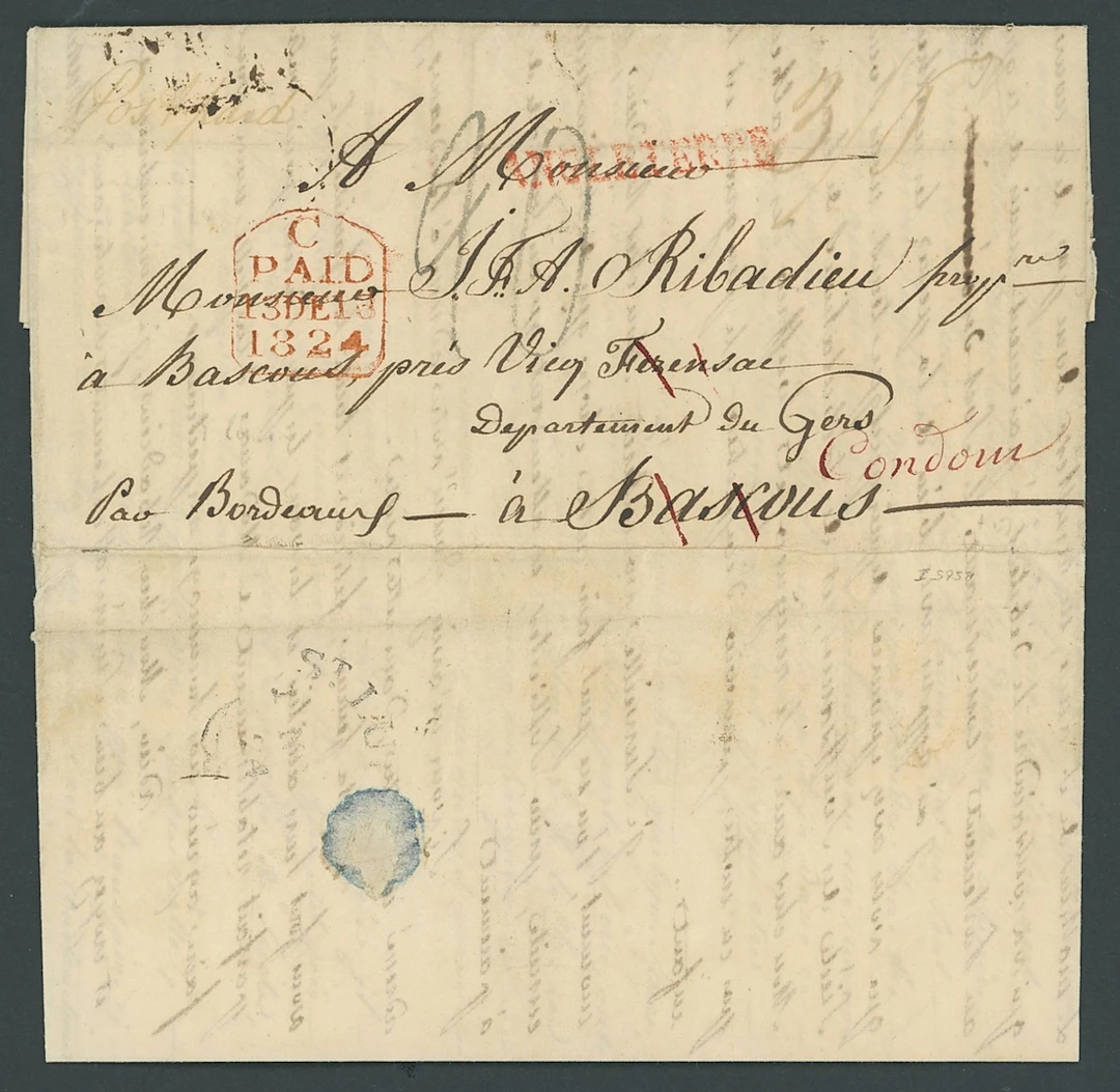St. Lucia Early Letters and Handstamps 1824 (1 Nov.) entire letter