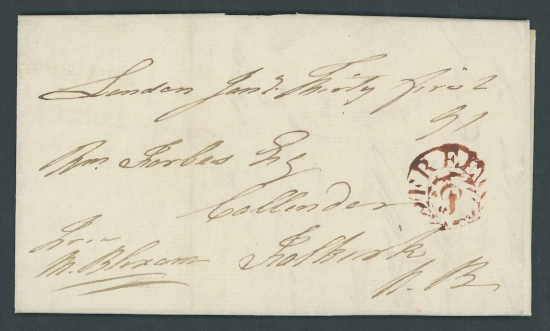 Great Britain Postal History 1791 (3 Feb.), entire letter to Falkirk