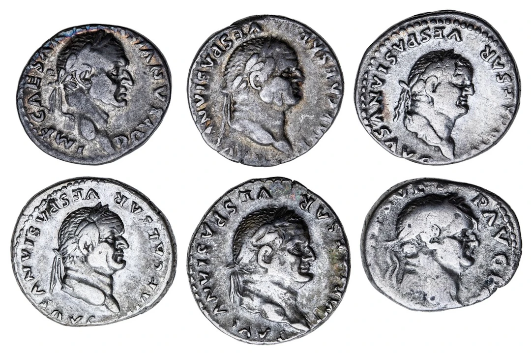 Roman Empire, Vespasian (AD 69-79), AR Denarii (6): i) struck 70