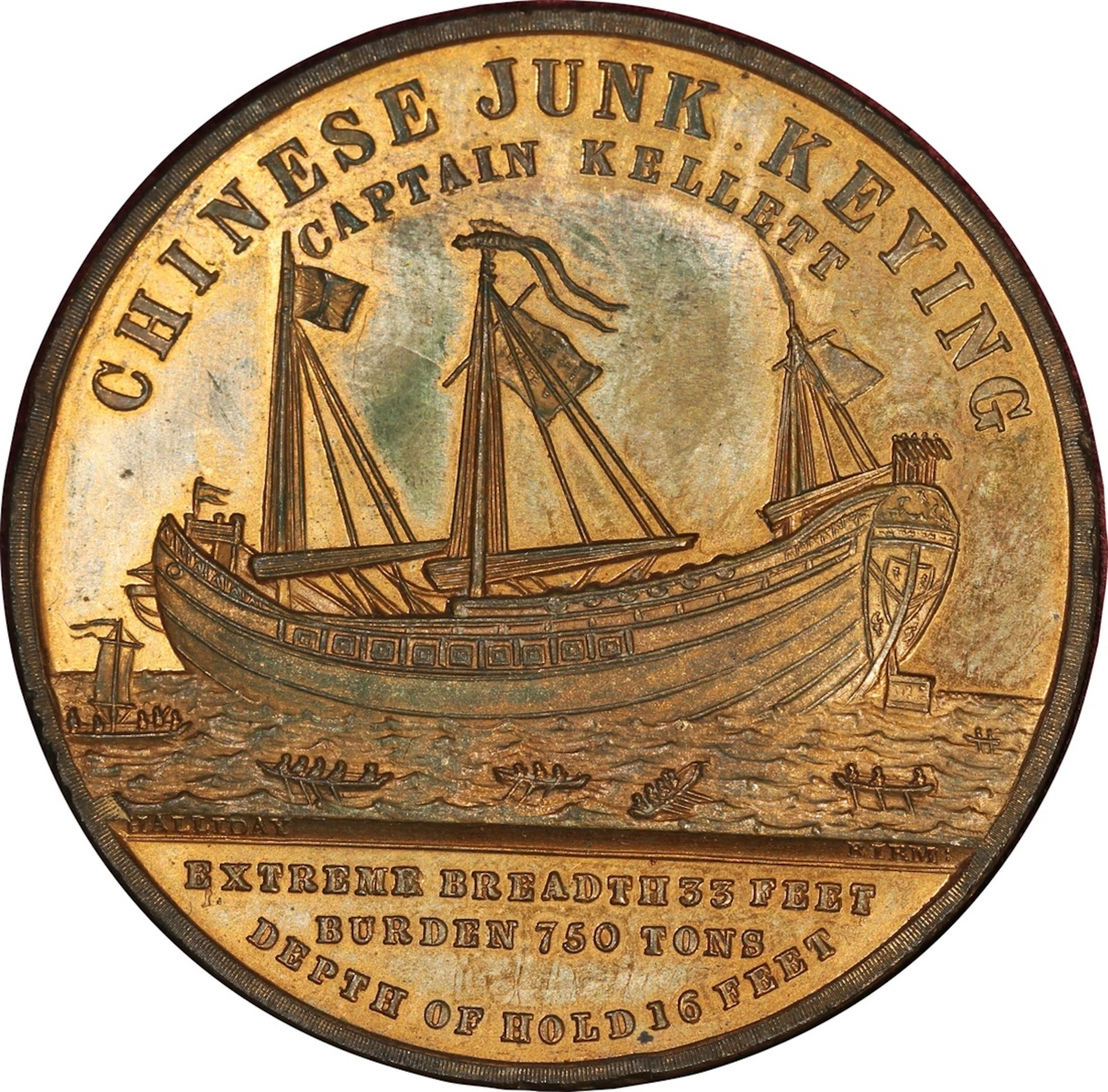 China, bronze 'Keying Junk medal, 1848, (BHM-2320)