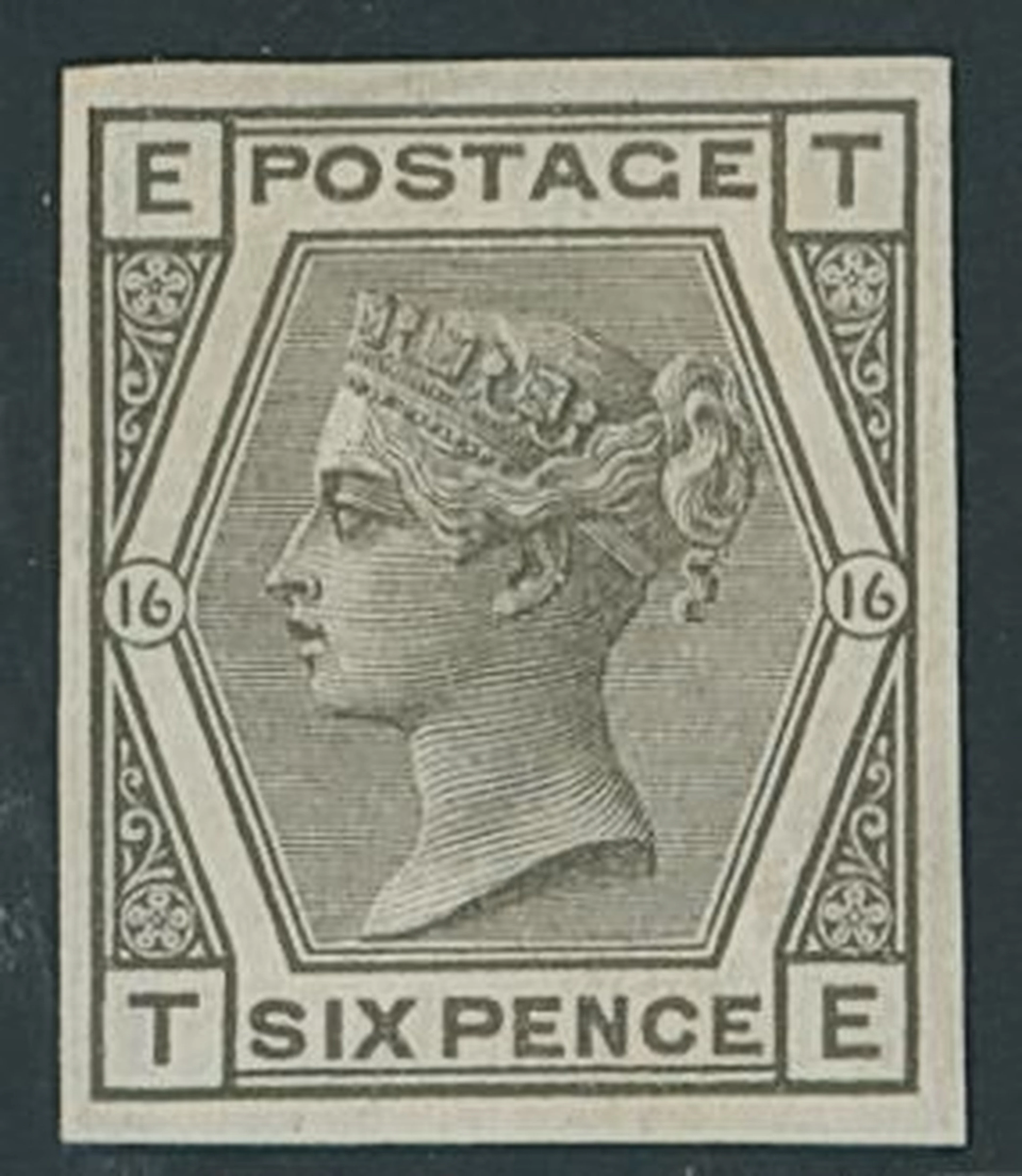Great Britain 1873-80 Watermark Spray of Rose 6d. grey imperforate
