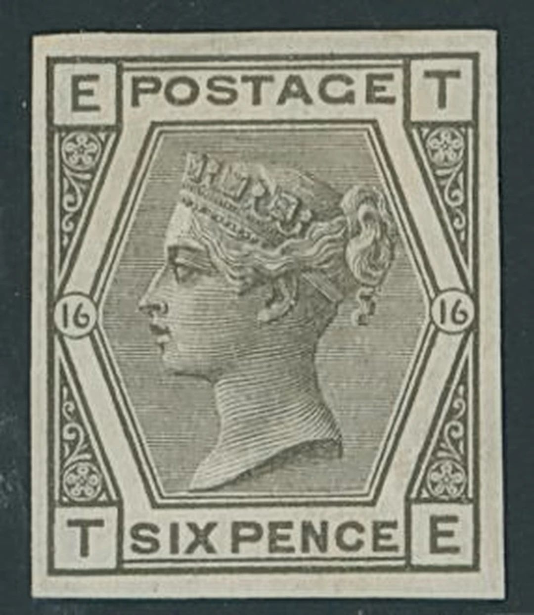 Great Britain 1873-80 Watermark Spray of Rose 6d. grey imperforate