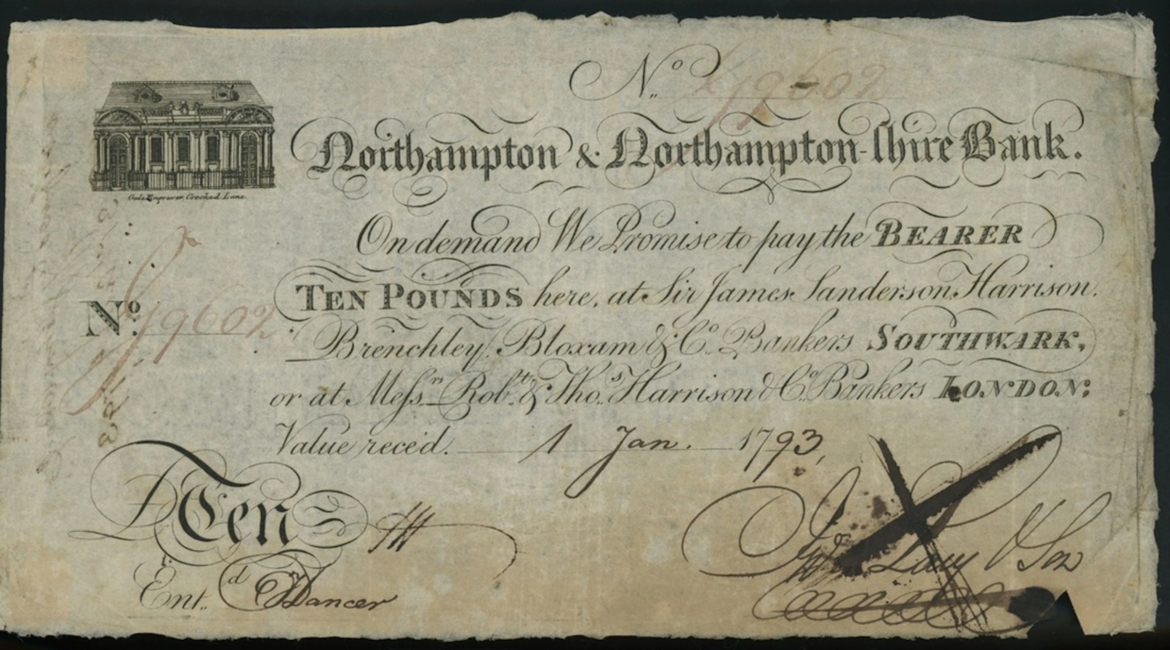 Northampton & Northampton-shire Bank, for James Lacy & Son, £10, 1st