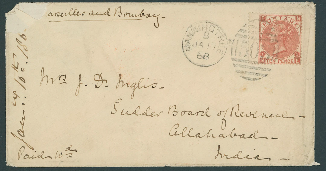 Great Britain Postal History 1854-68, a small group of covers to India