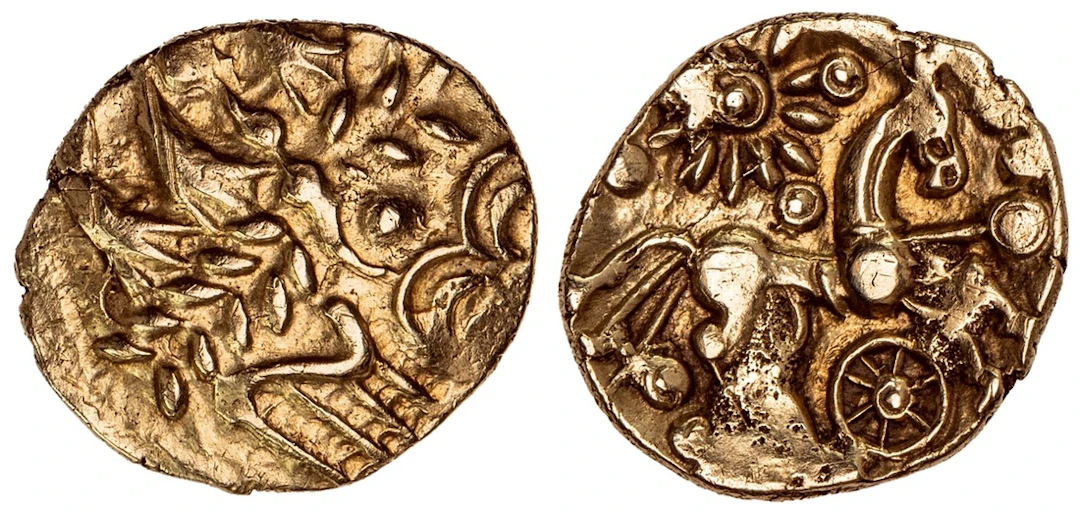 Regni & Atrebates (60-50 BC), AV Quarter-Stater, 'Selsey Dahlia' Type