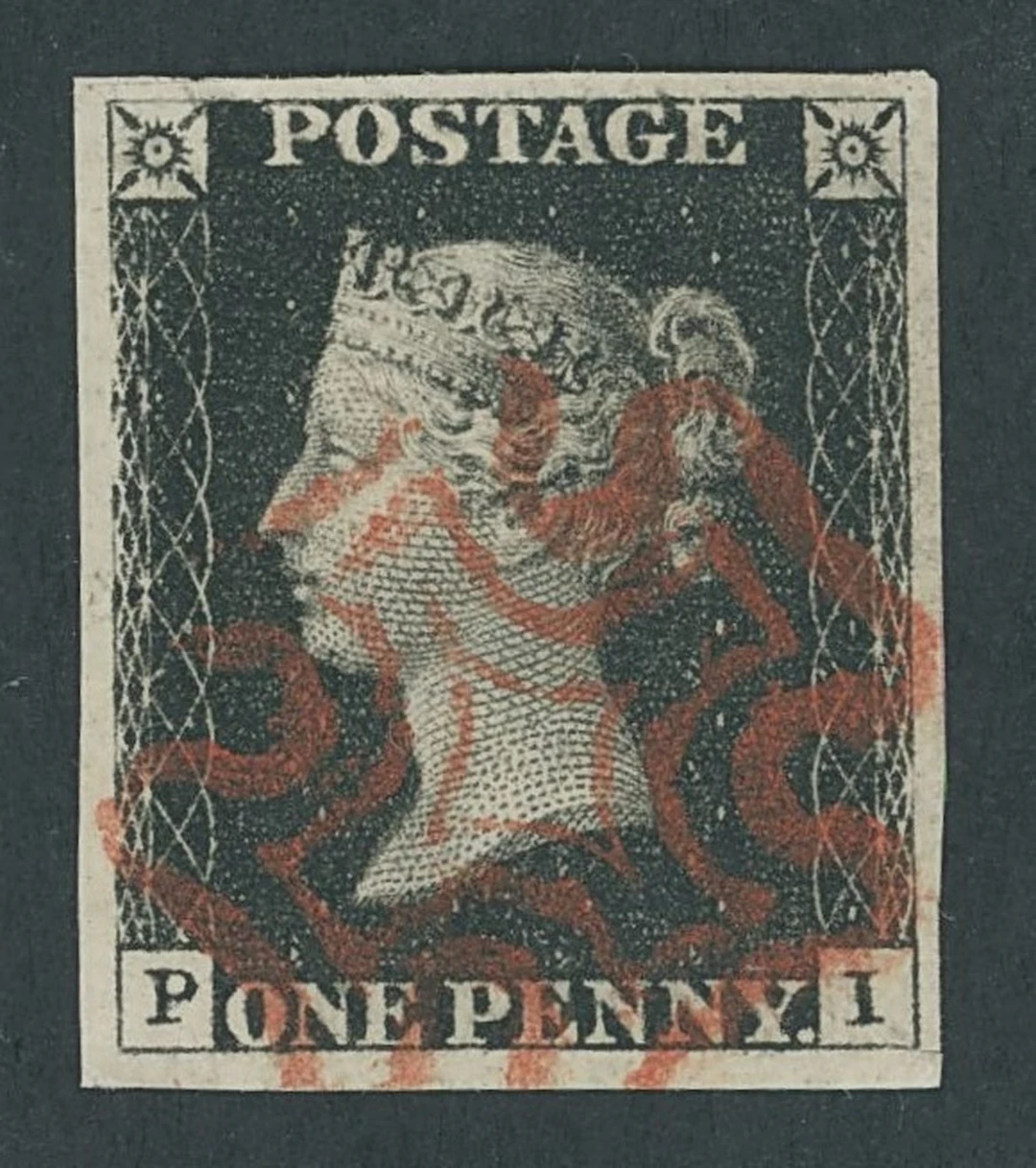 Great Britain 1840 One Penny Black Plate 6 PI, good to large margins
