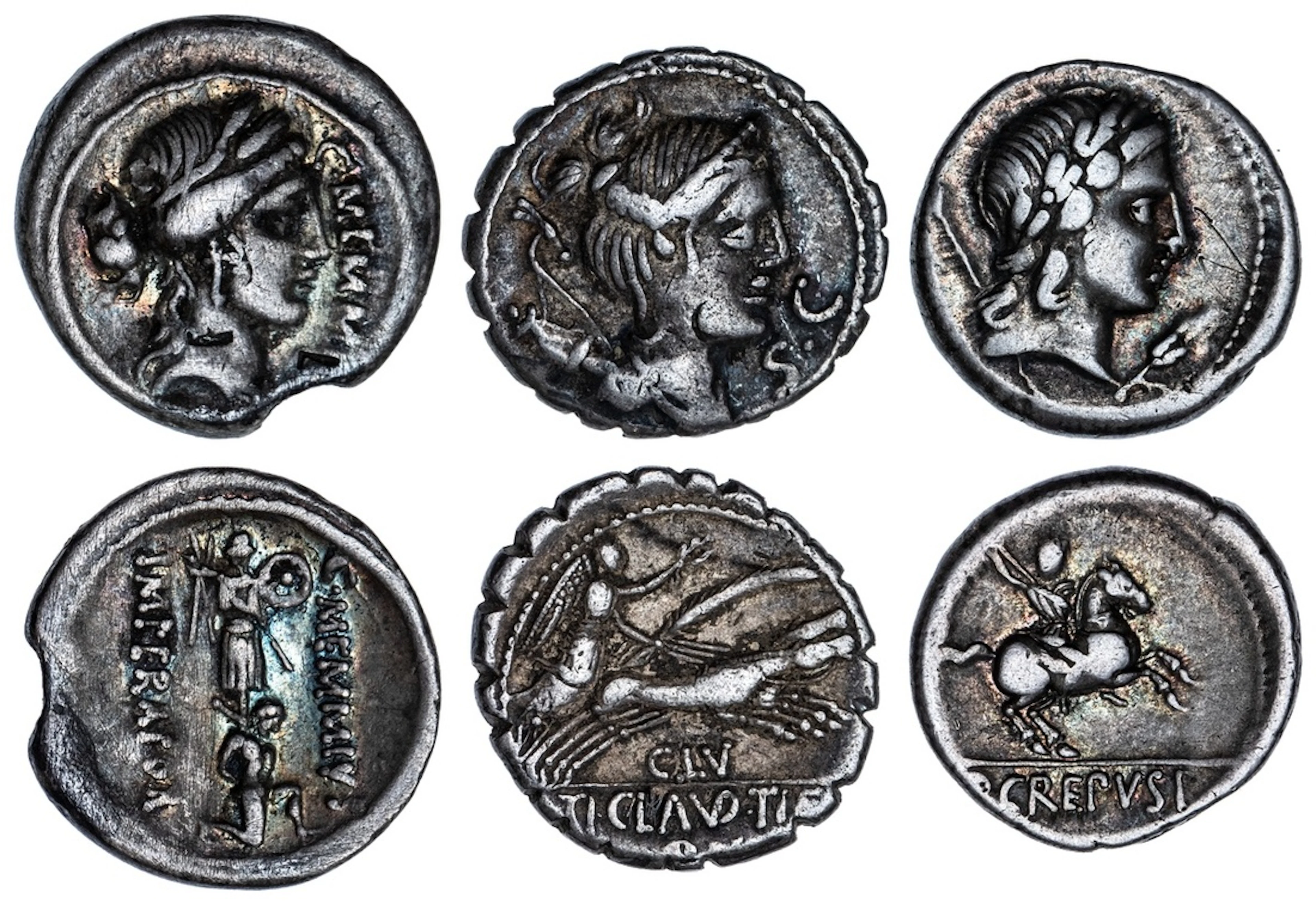 Roman Republic, Trio of Denarii (3): i) Tiberius Claudius Nero, struck