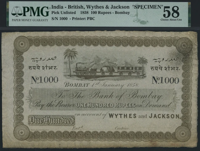 Wythes & Jackson, India / British Administration, *TOP POP* Specimen