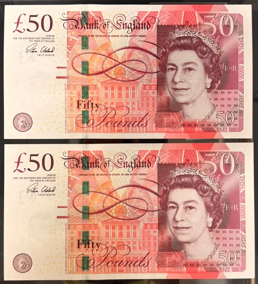 Bank of England, Great Britian, consecutive pair £50, 2010 (2015)