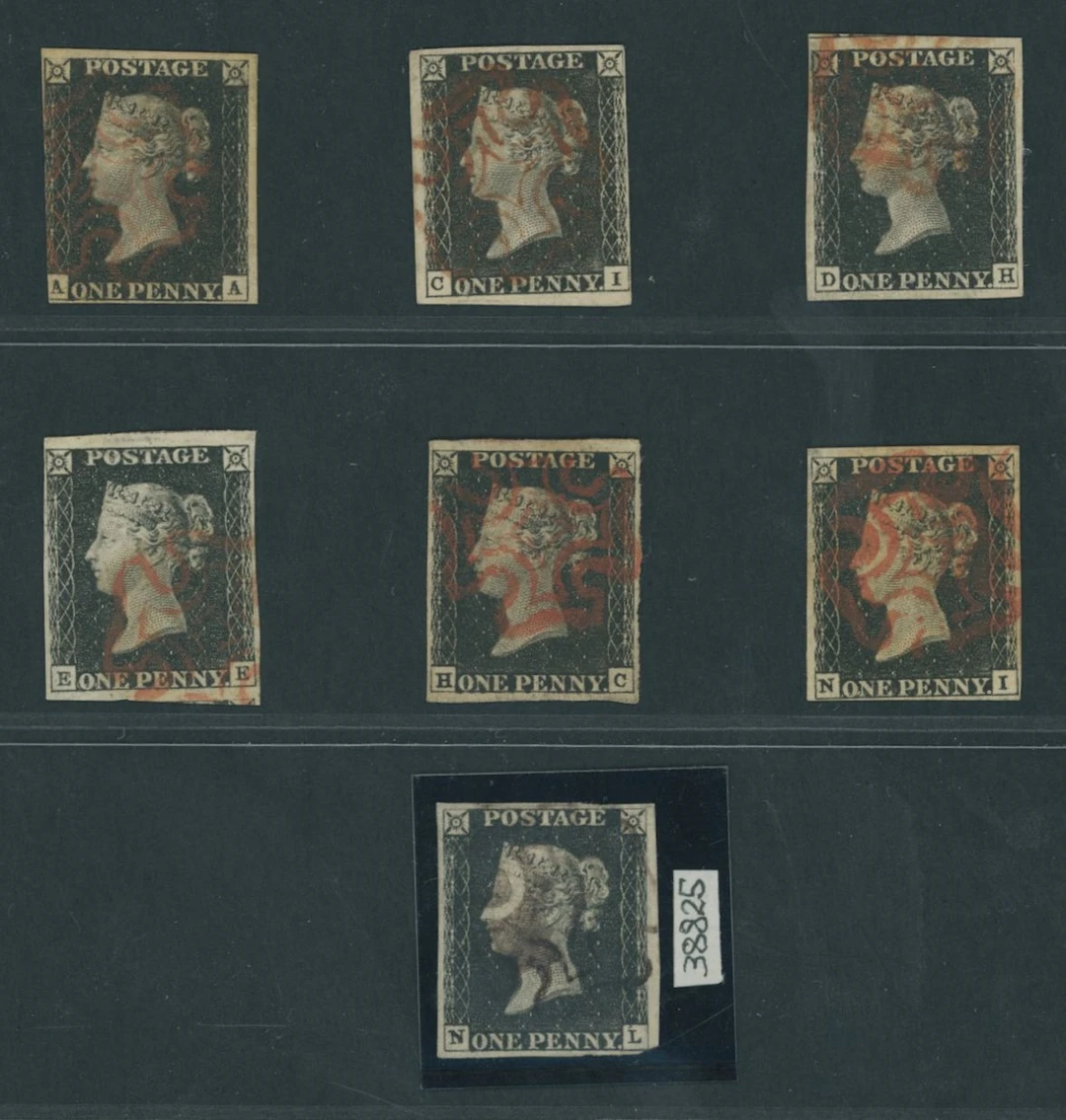 Great Britain 1840 One Penny Black Plate 4 A useful selection