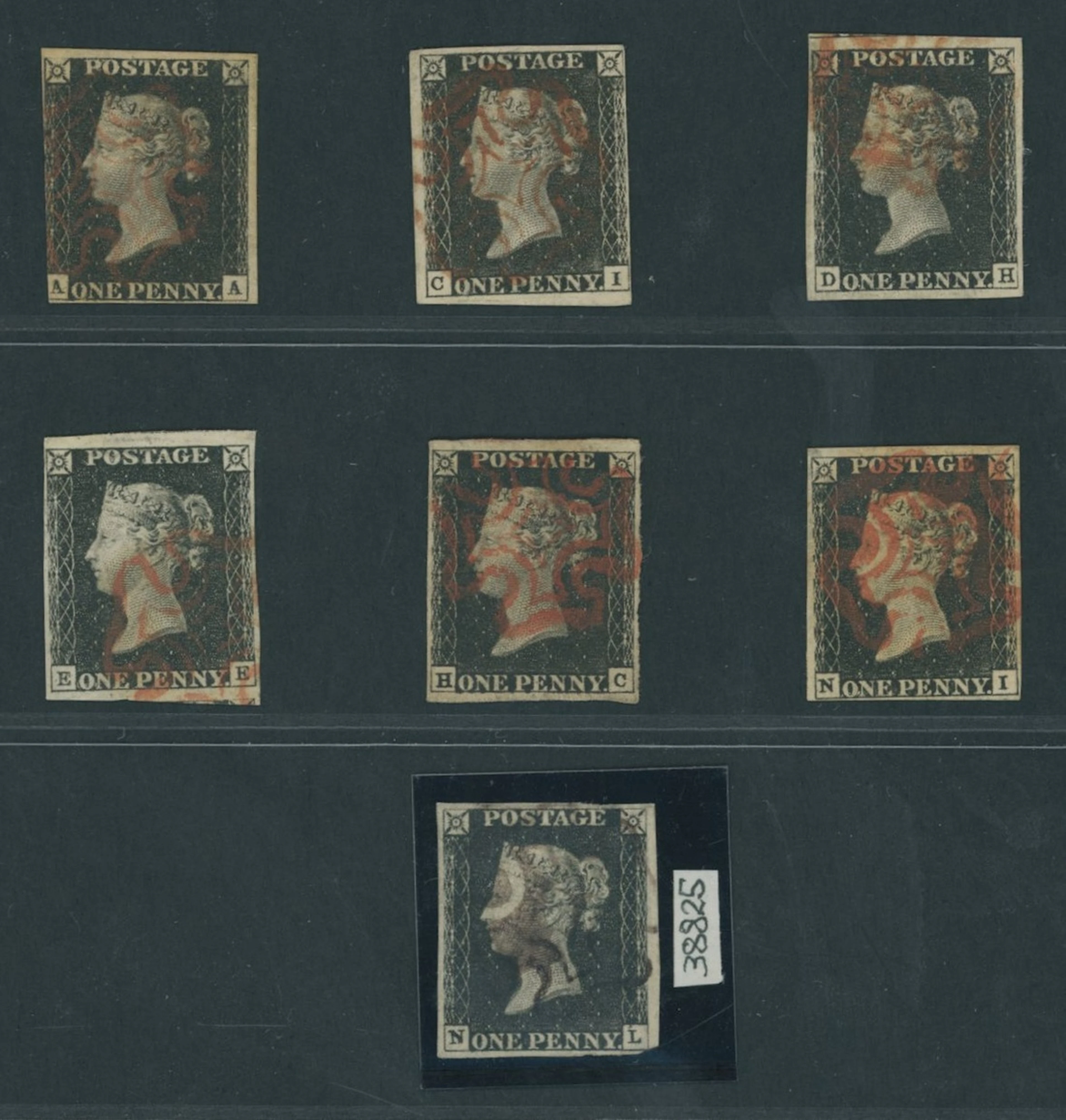 Great Britain 1840 One Penny Black Plate 4 A useful selection