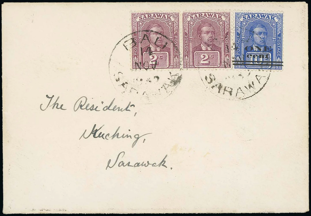 Sarawak 1923 Provisionals Covers 1932 (14 Nov.) envelope addressed
