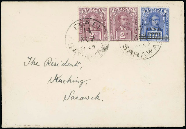 Sarawak 1923 Provisionals Covers 1932 (14 Nov.) envelope addressed