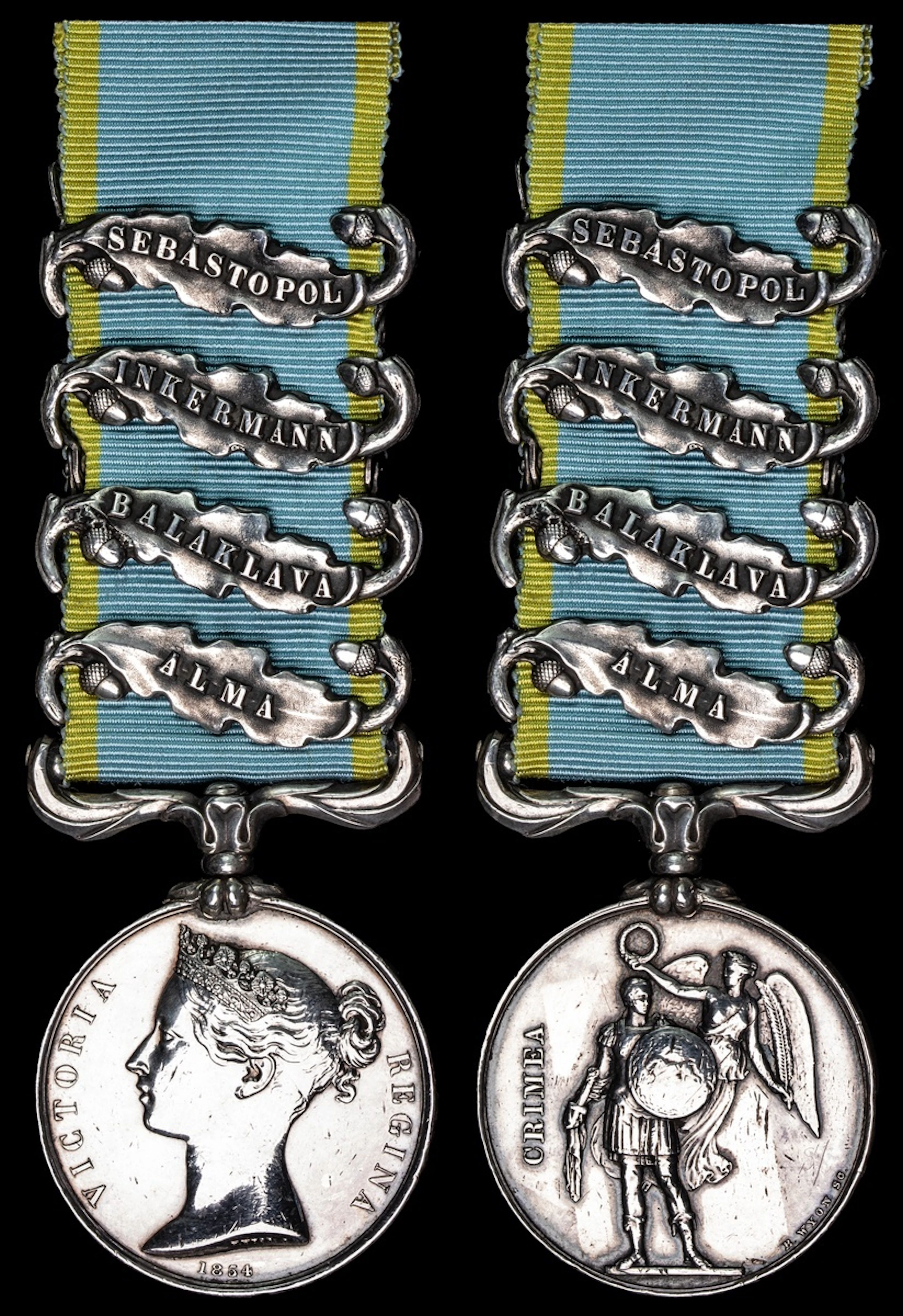 Crimea 1854-56, 4 clasps, Alma, Balaklava, Inkermann, Sebastopol (J.