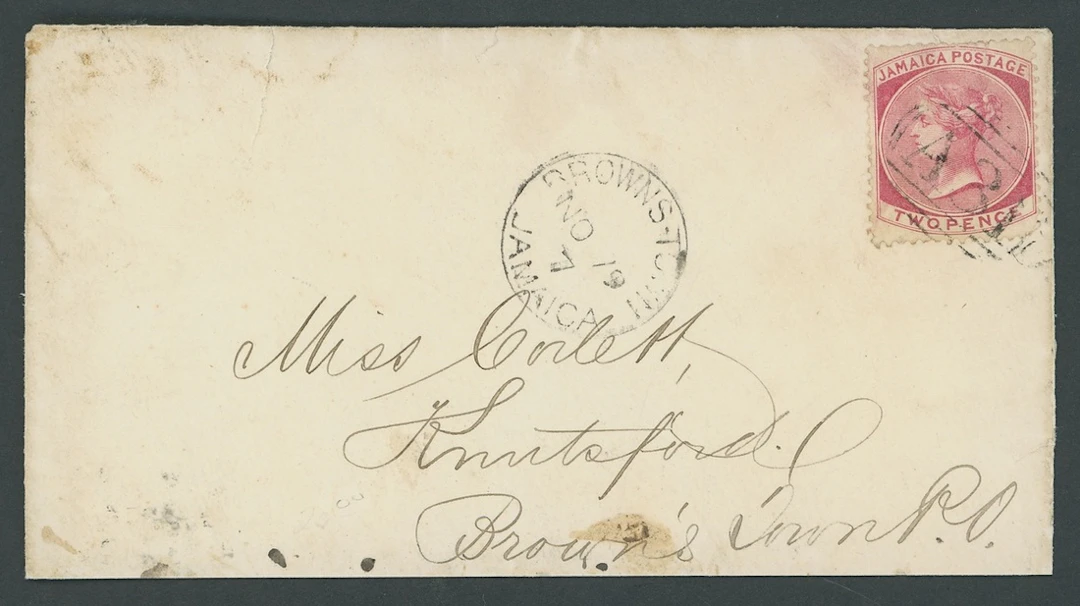 Jamaica Covers and Cancellations "A31" 187? (19 Nov.) locally addressed