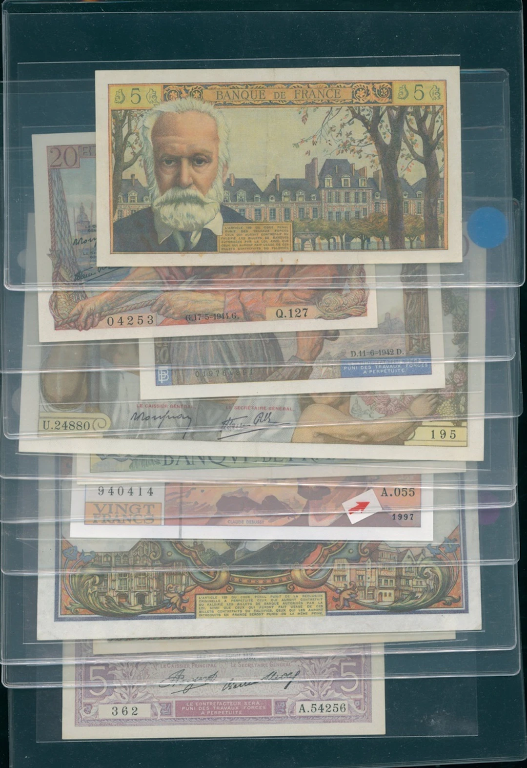 France, a group of 9x notes, various dates