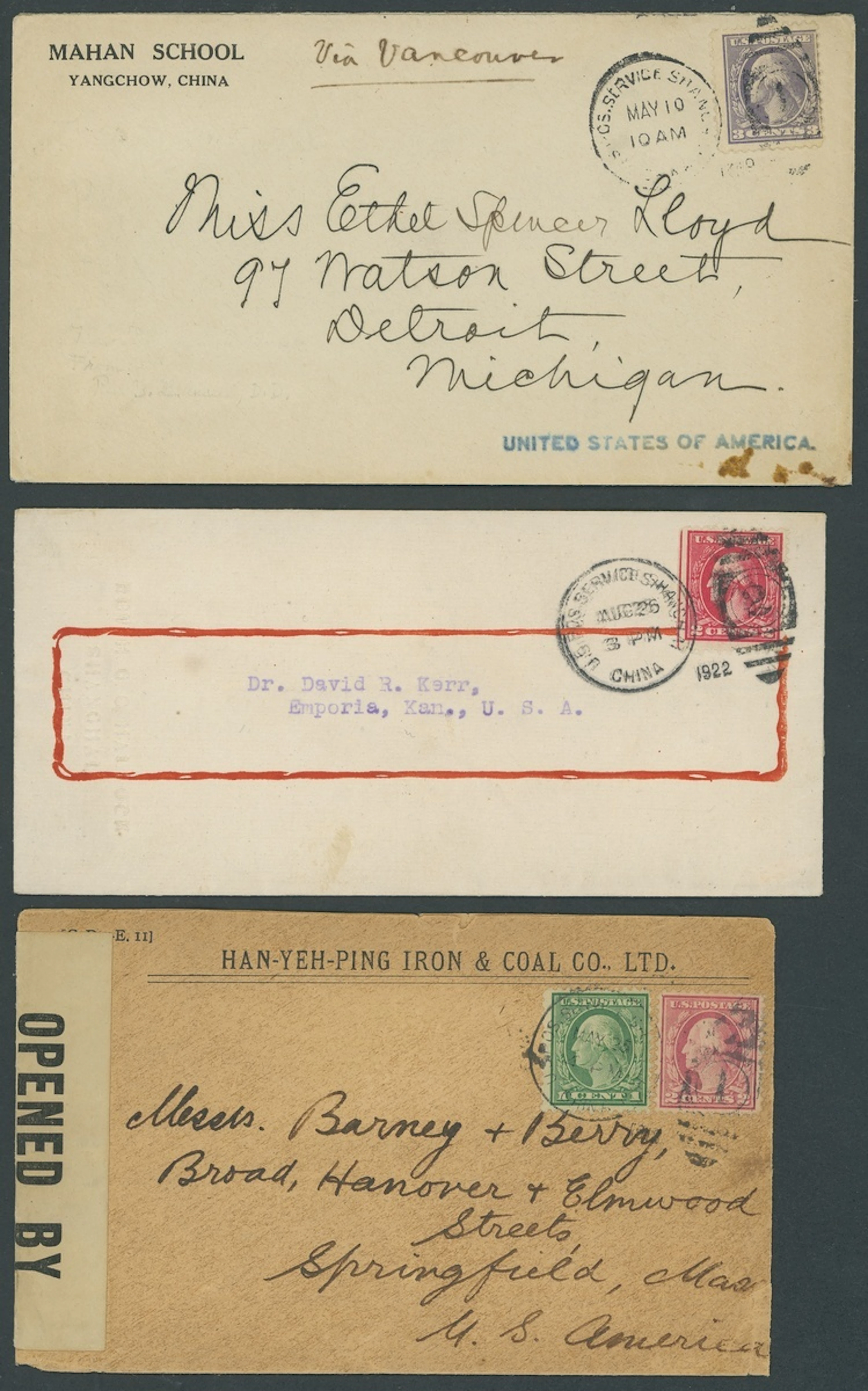 Foreign Post Offices United States Post Office Shanghai 1919-22 a