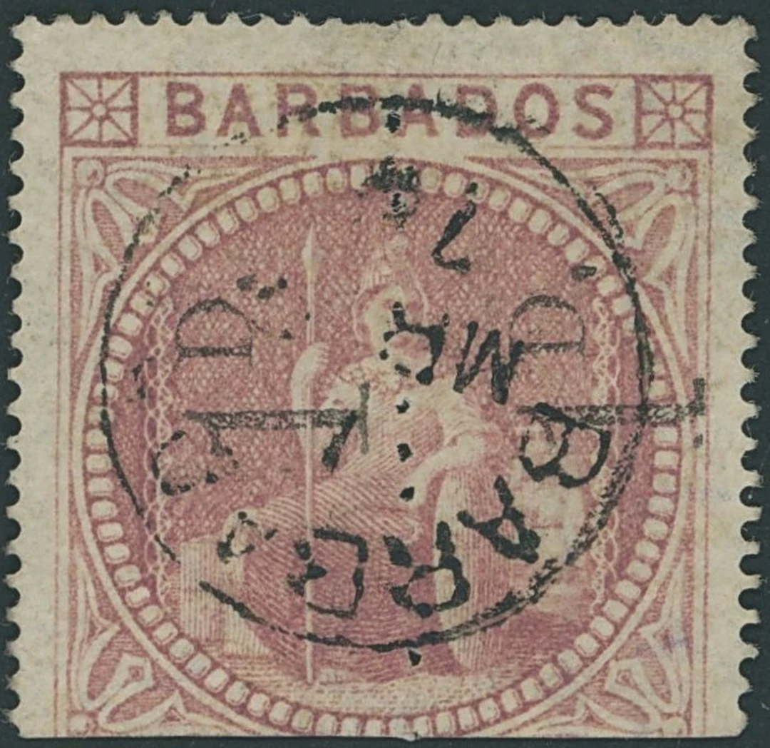 Barbados Issued Stamps 1878 (Mar.) "1d" with curved serif on half
