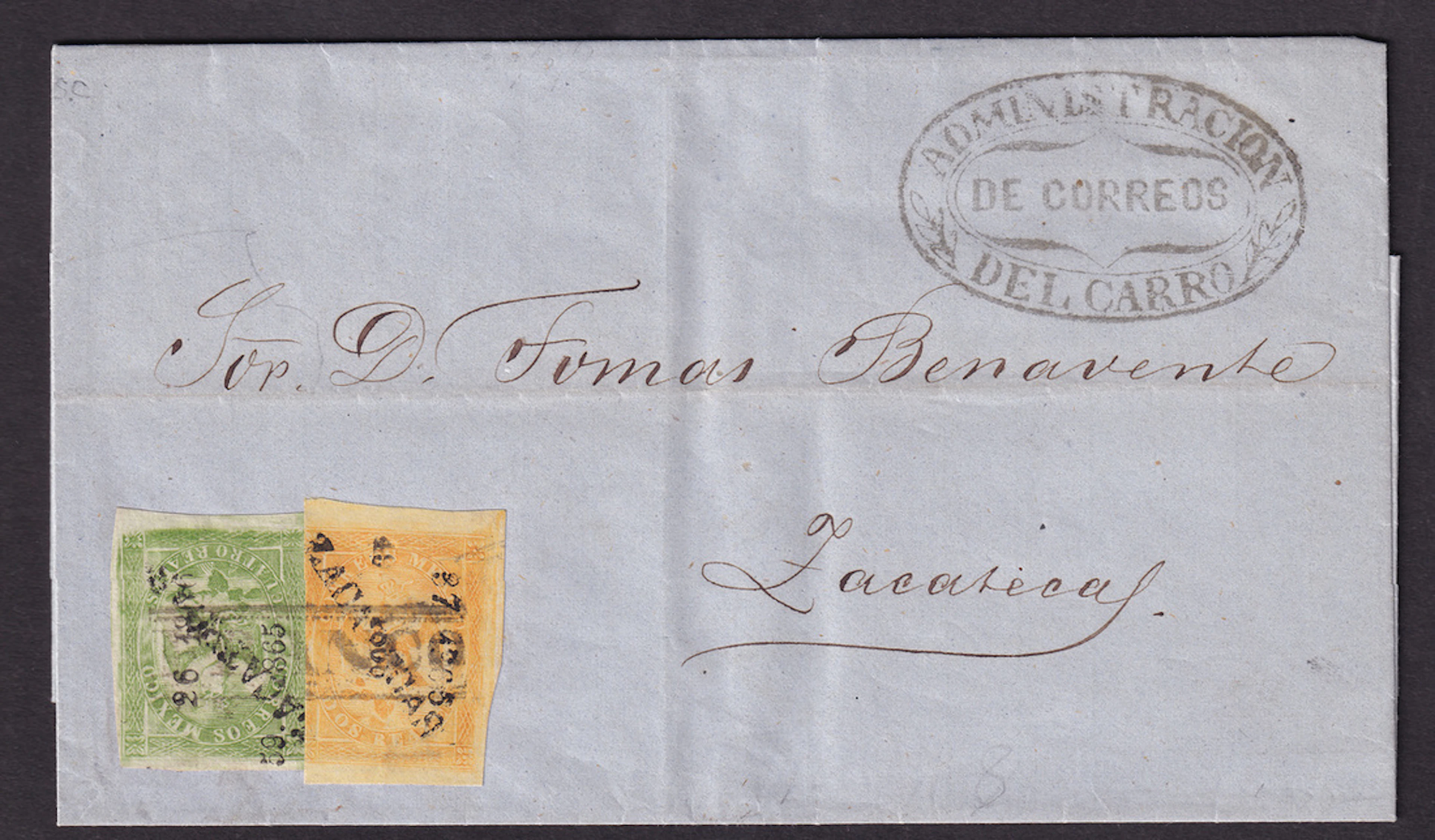 1864-1866 "Eagles" Zacatecas District. 2r. Orange (Fifth Period, 49-1866