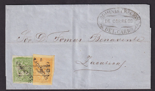 1864-1866 "Eagles" Zacatecas District. 2r. Orange (Fifth Period, 49-1866