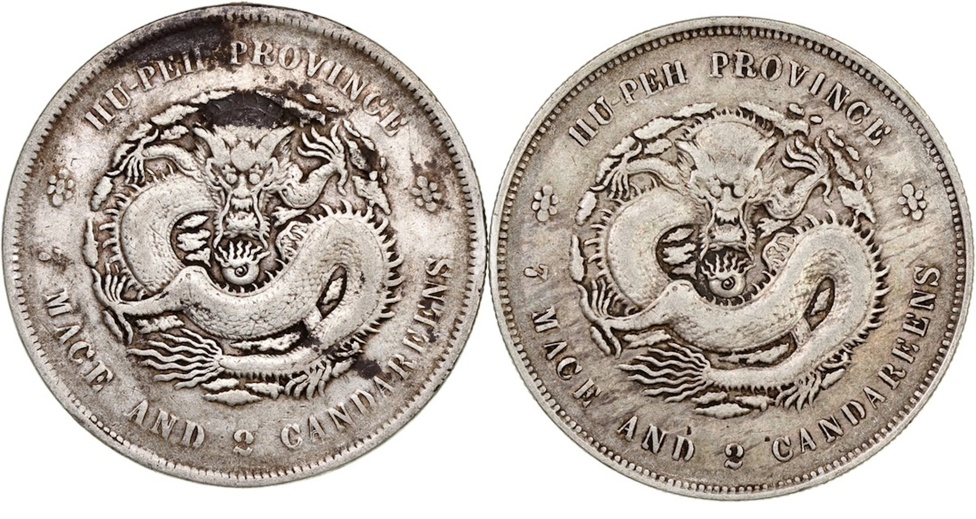 China, Qing Dynasty, Hupeh Province, a pair of silver dollars, ND