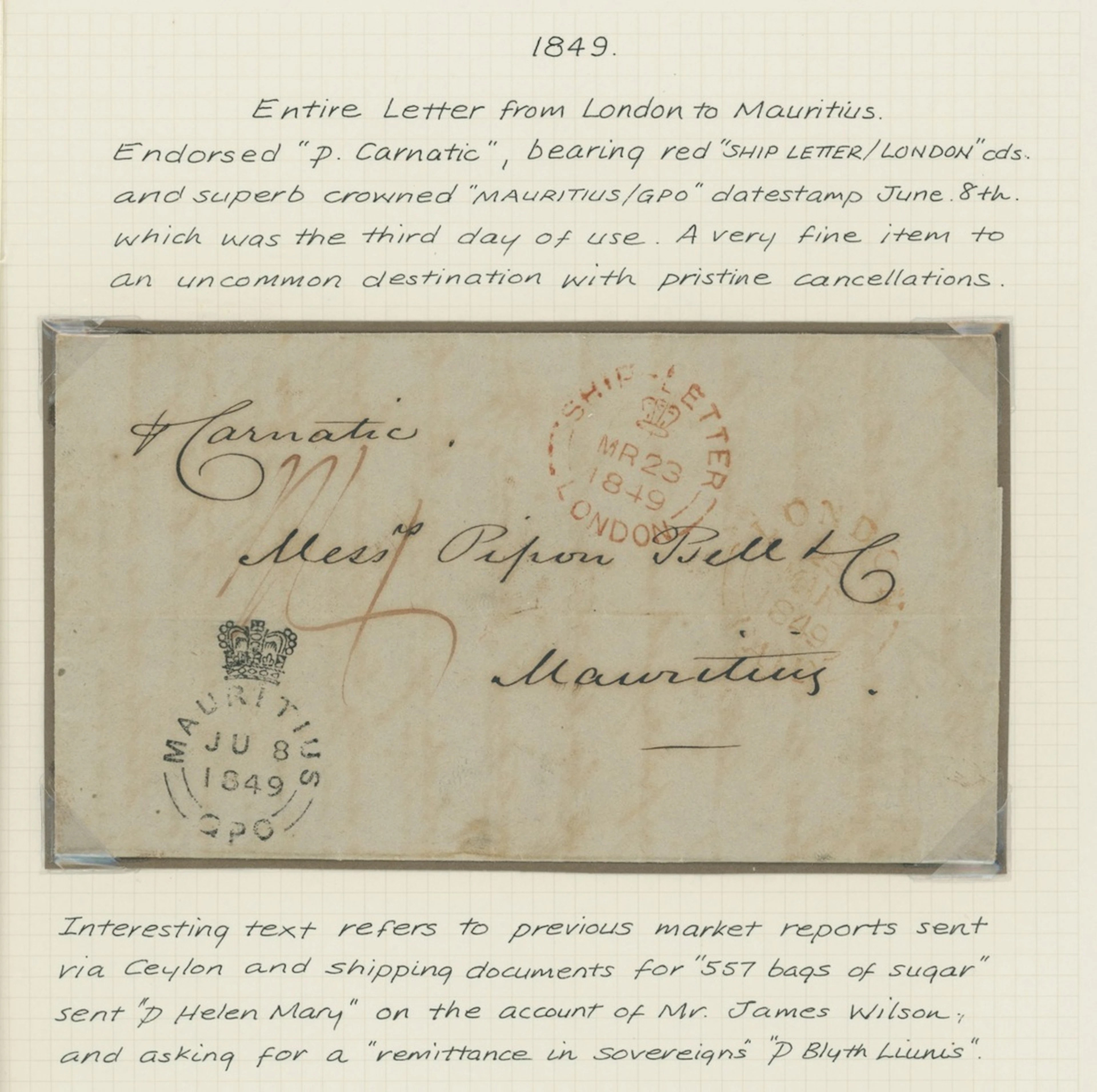 Great Britain Postal History A group of ship letters, comprising 1800