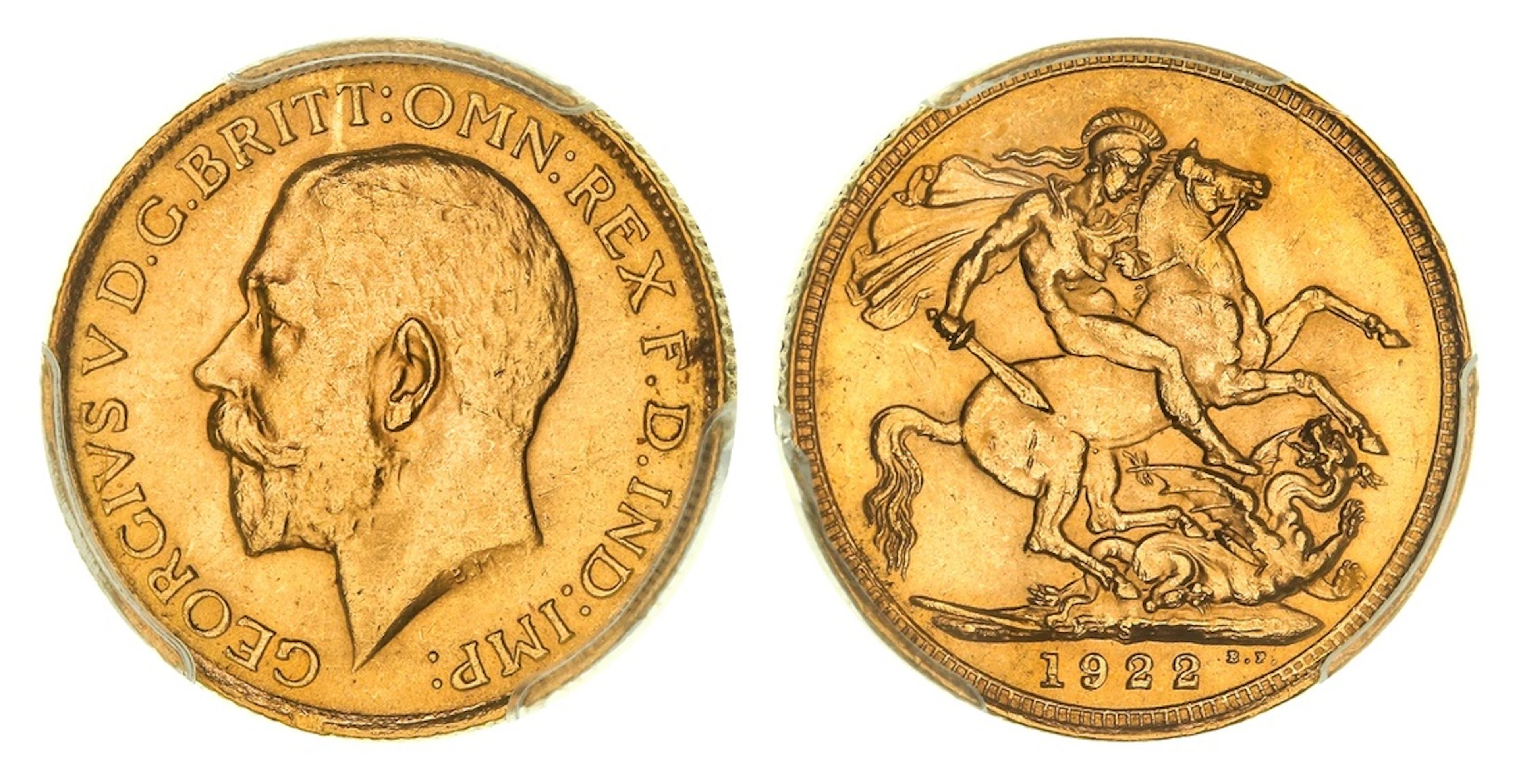 PCGS MS63 | Australia, George V (1910-1936), Sovereign, 1922-S, Sydney