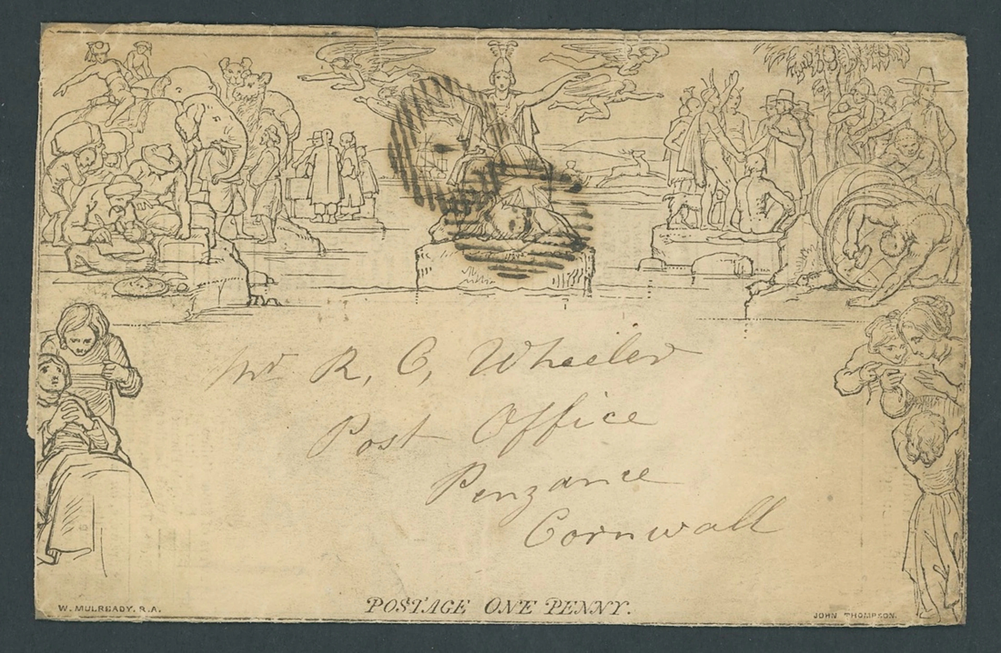 Great Britain 1840 Mulready One Penny Lettersheet 1854 (6 Oct.) from