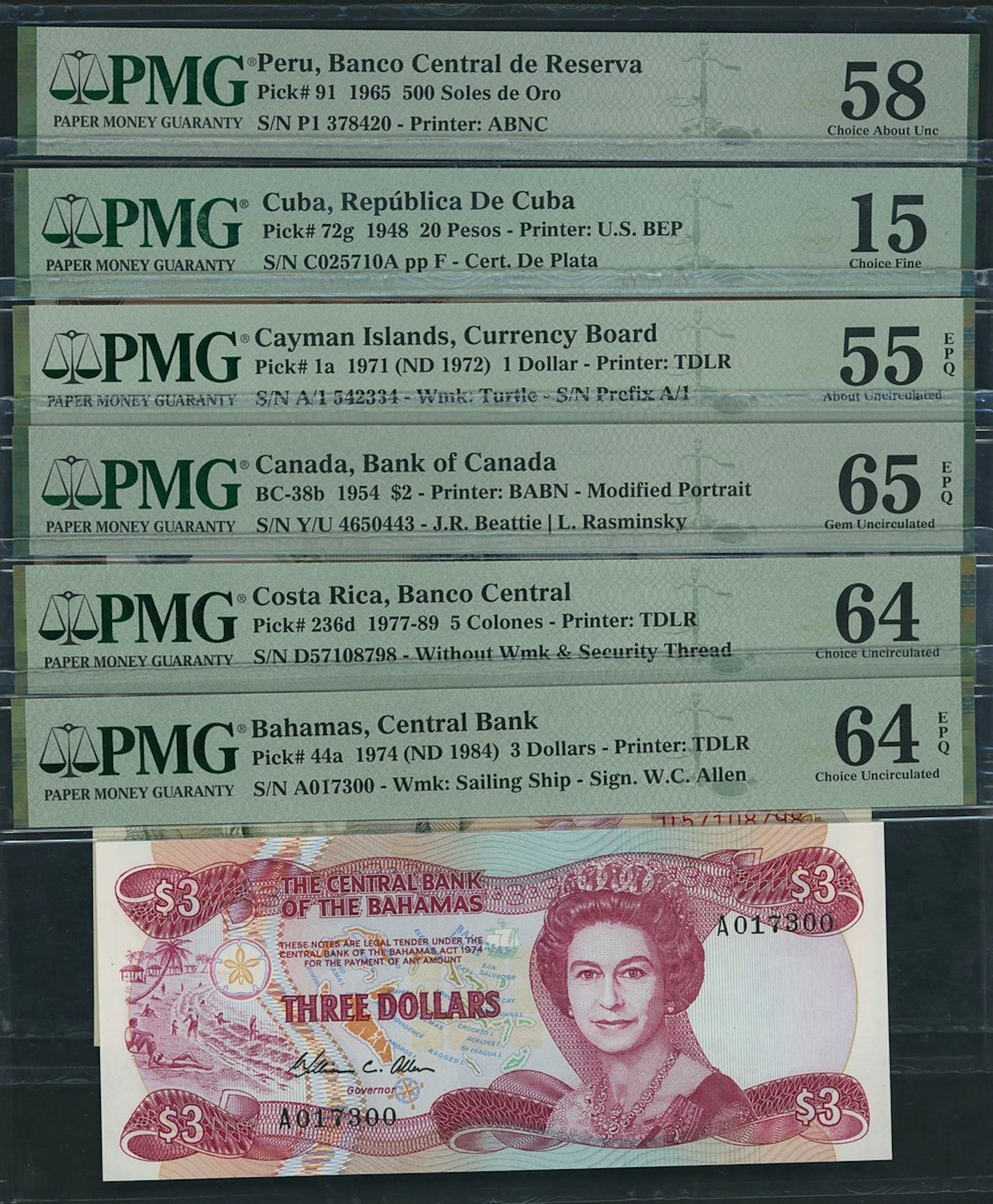 North, Central & Southern American & Caribbean Banknotes, [6 notes]