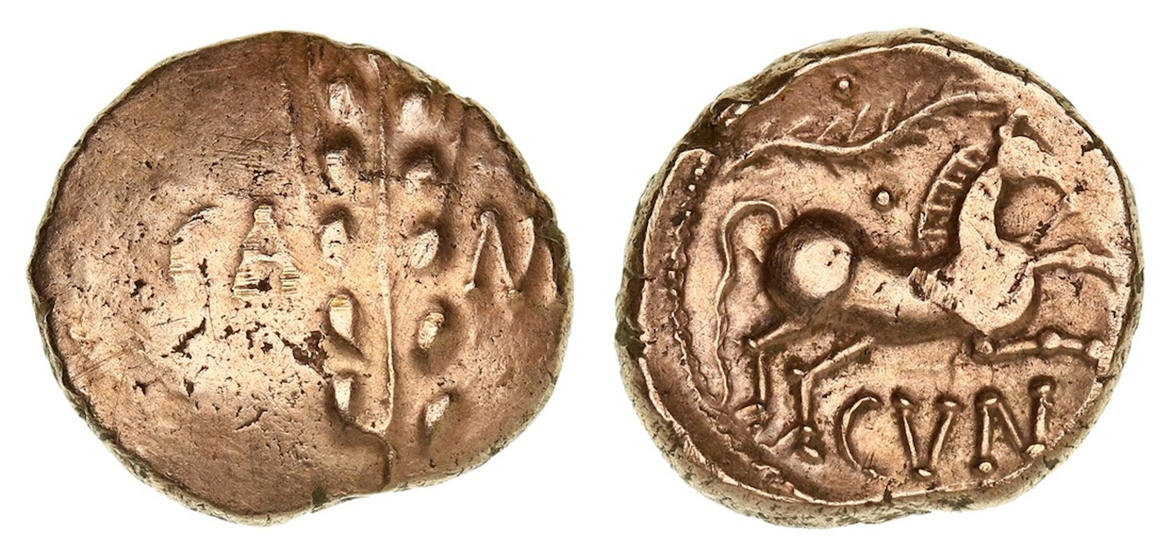 Iron Age Britain, Catuvellauni, Cunobelin (AD 9-40), AV Stater, 'Linear'