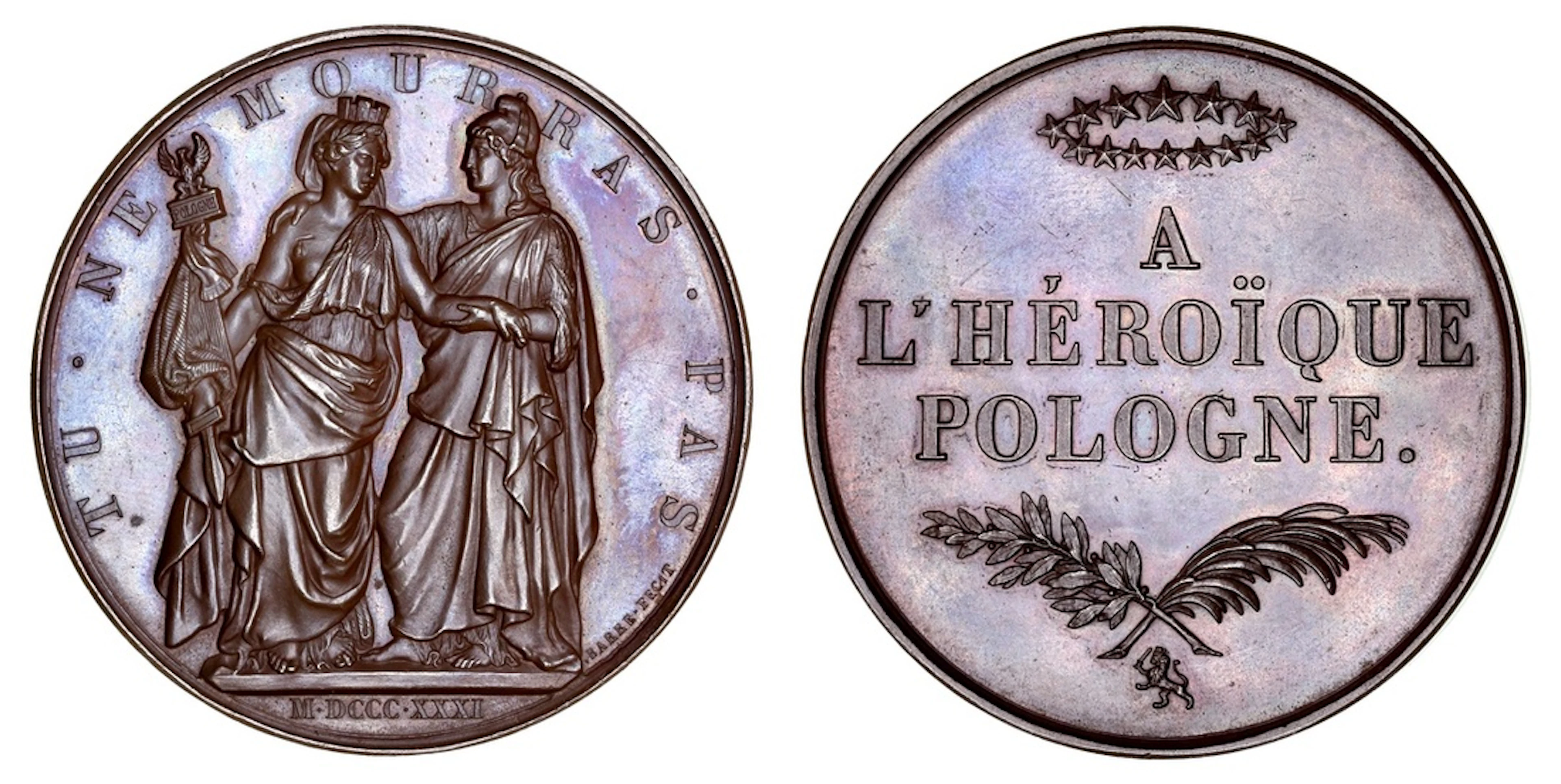 NGC MS64 BN | Poland, Uprising of 1831, AE Medal, 1831, by J. Barre
