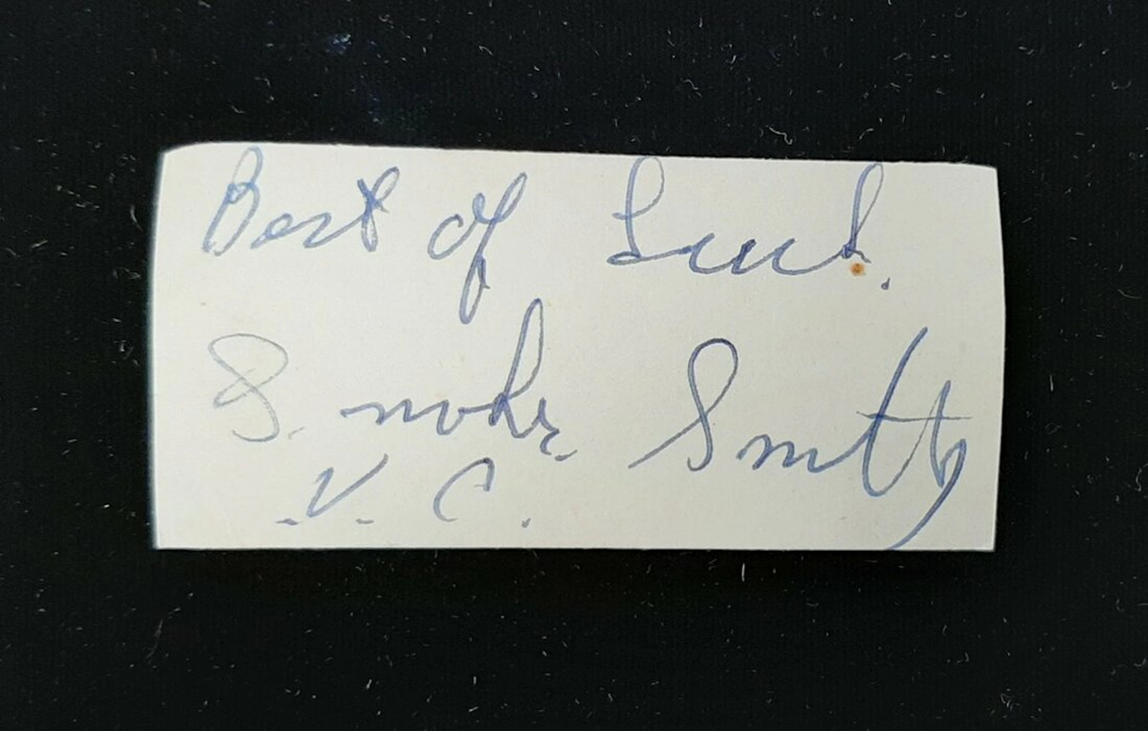 An autograph of Private E. A. 'Smokey' Smith V.C., Seaforth Highlanders