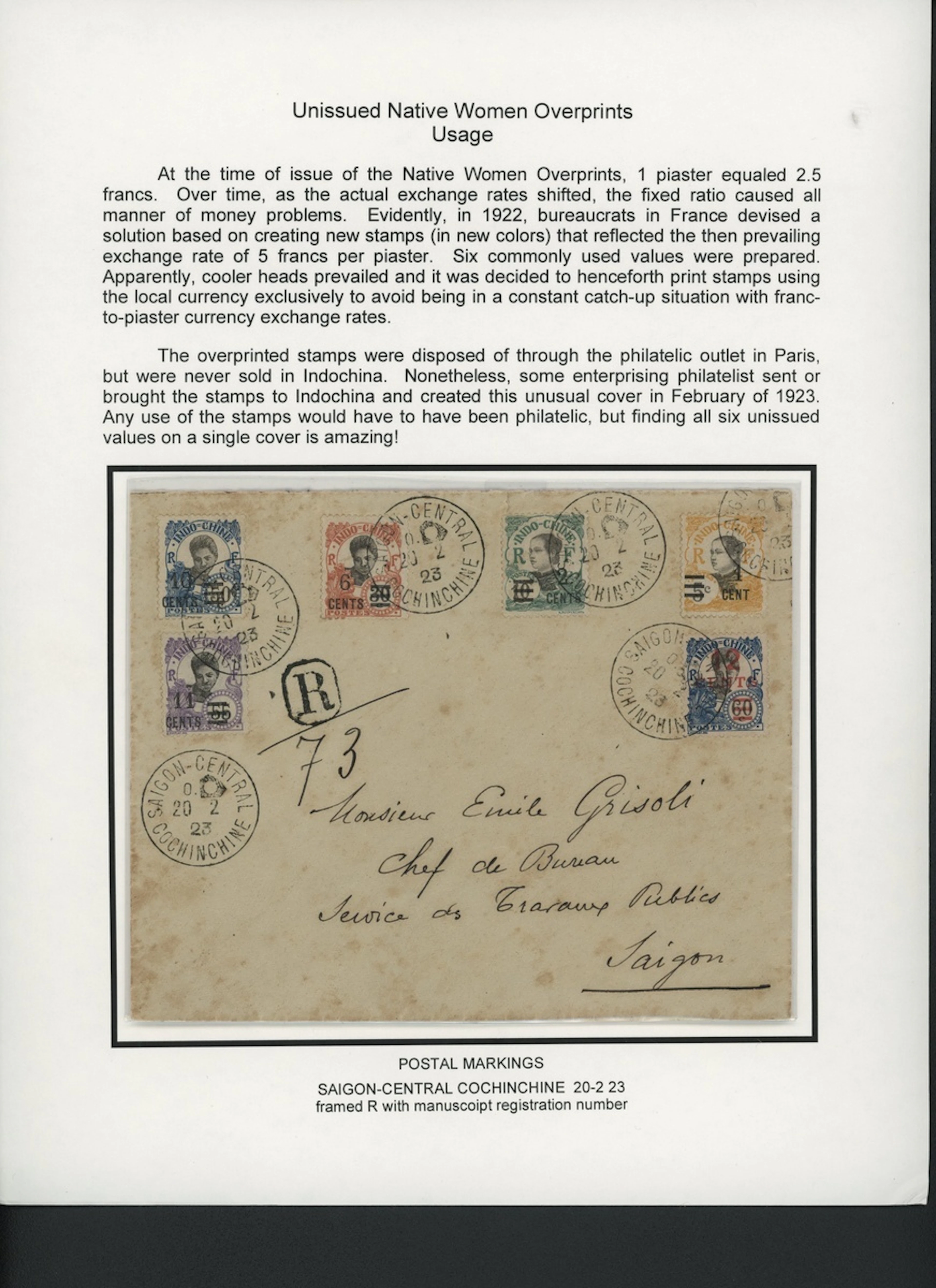 Indo-China French Indo-Chinese Post Office 1922 Unissued series