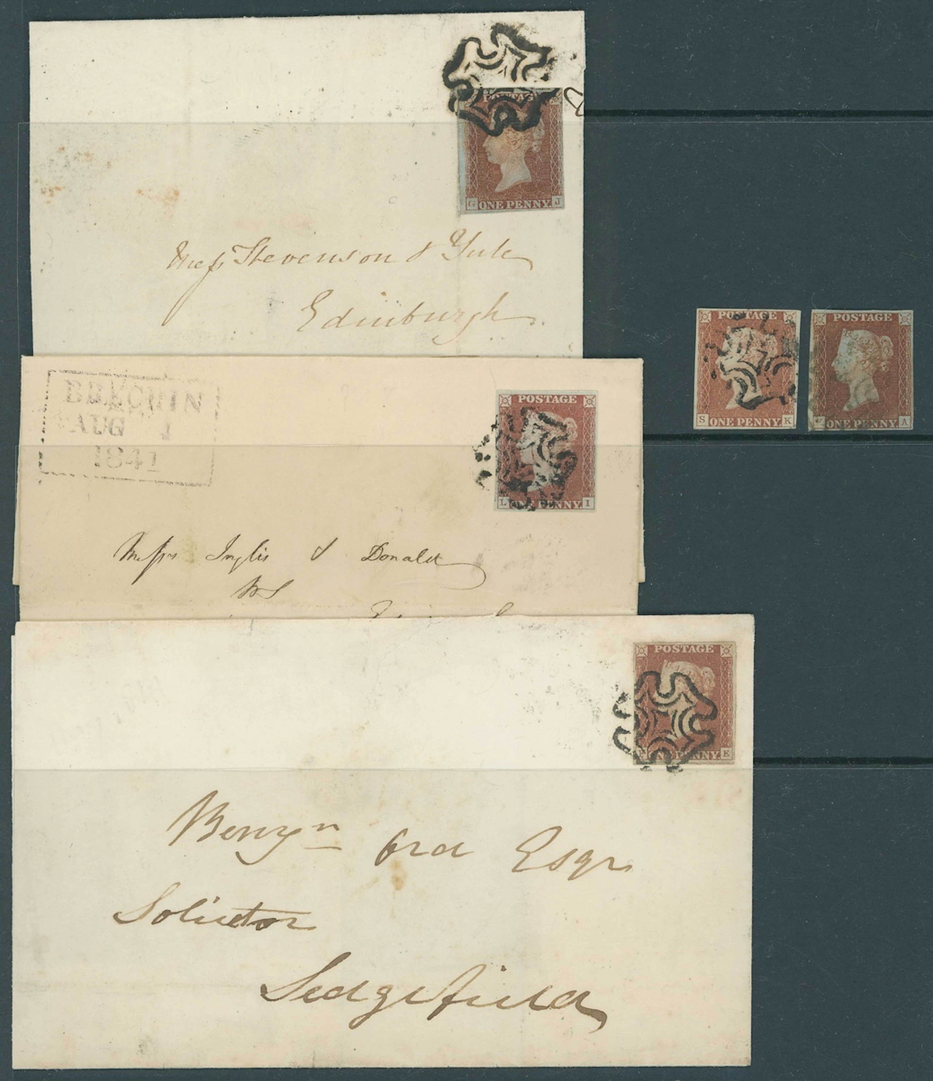 Great Britain 1841-53 One Penny Red-Brown "Black" Plates Plate 5: