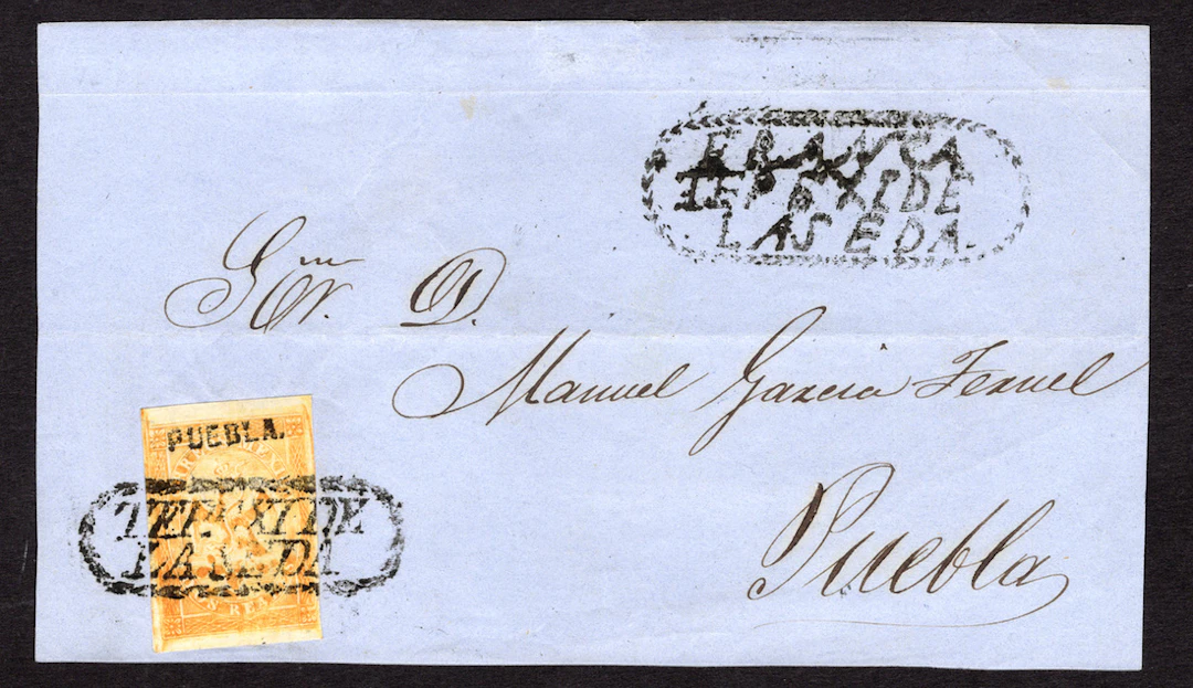 1864-1866 "Eagles" Puebla. 2r. Orange (First Period), on cover front