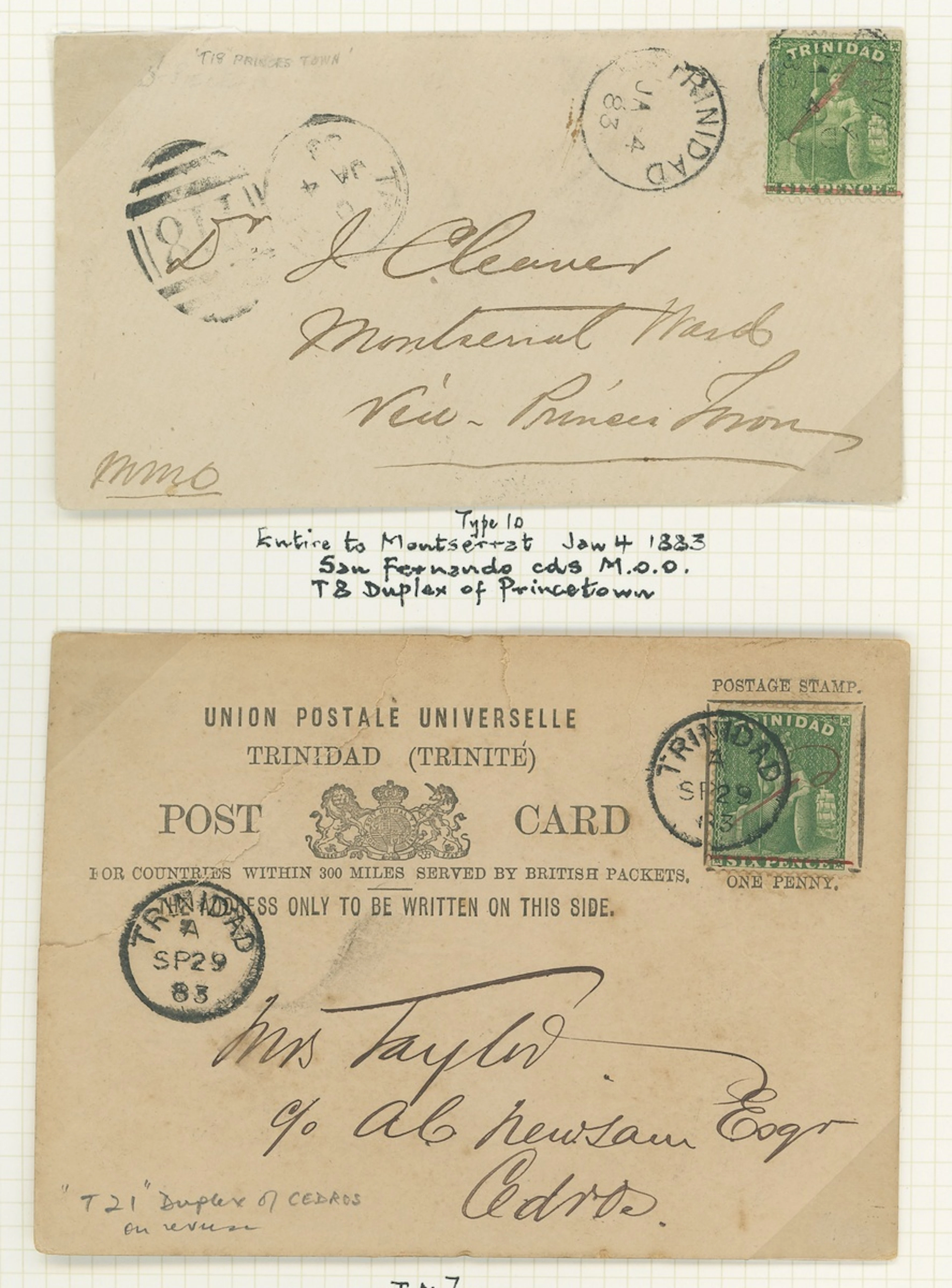 Trinidad Covers and Cancellations 1882-84 envelopes (6) and stationery
