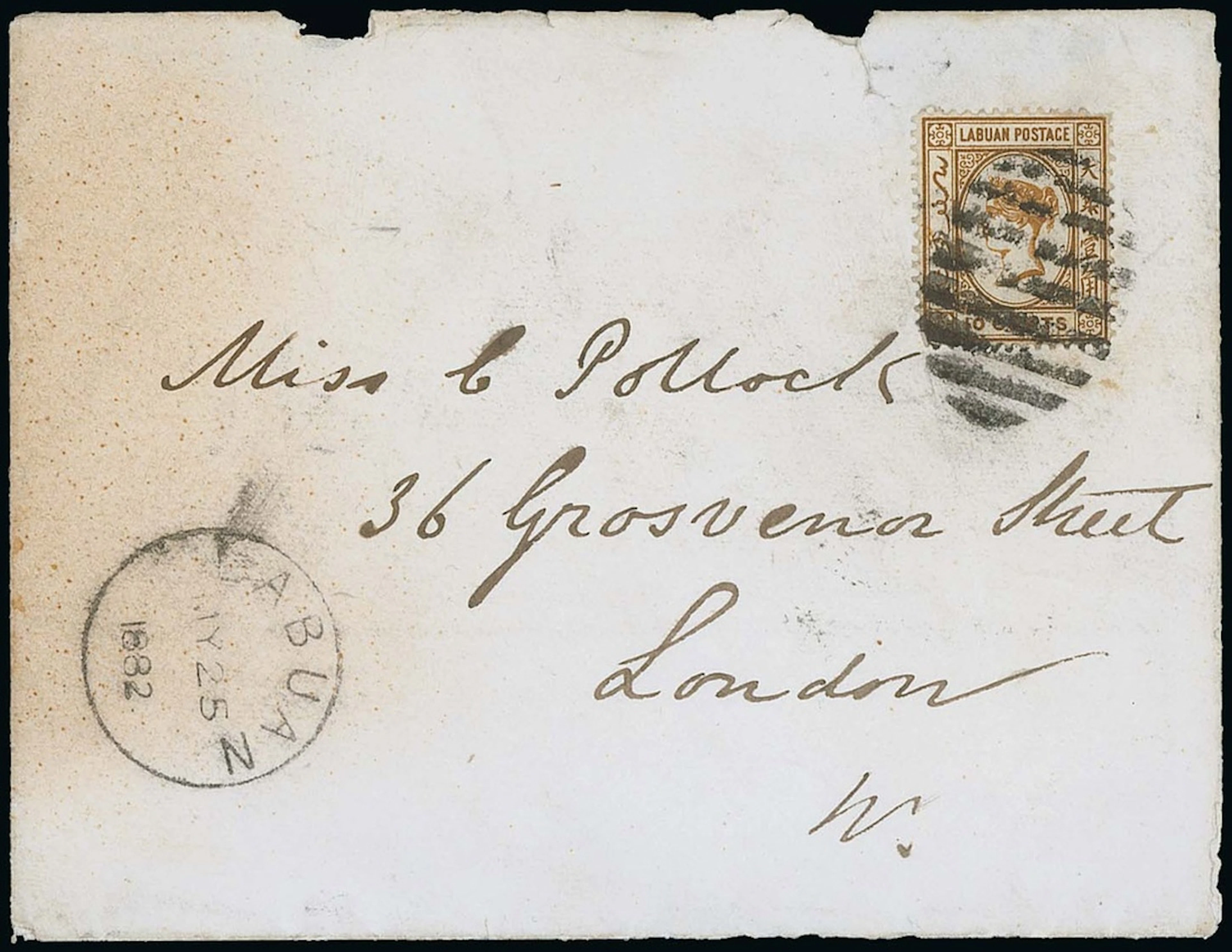 Labuan 1880-82 Watermark Crown CC Covers 1882 (25 July) envelope ex