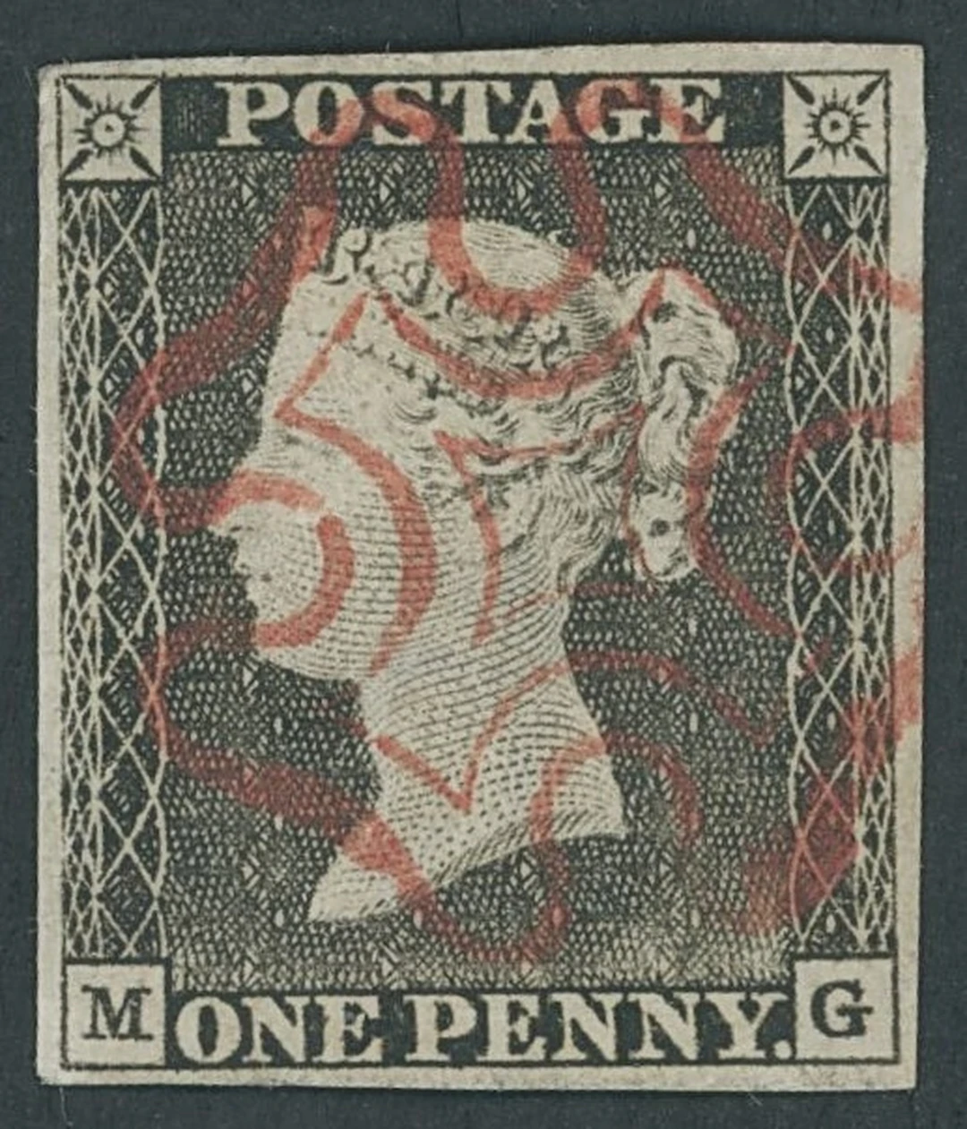 Great Britain 1840 One Penny Black Plate 1a MG, very worn impression