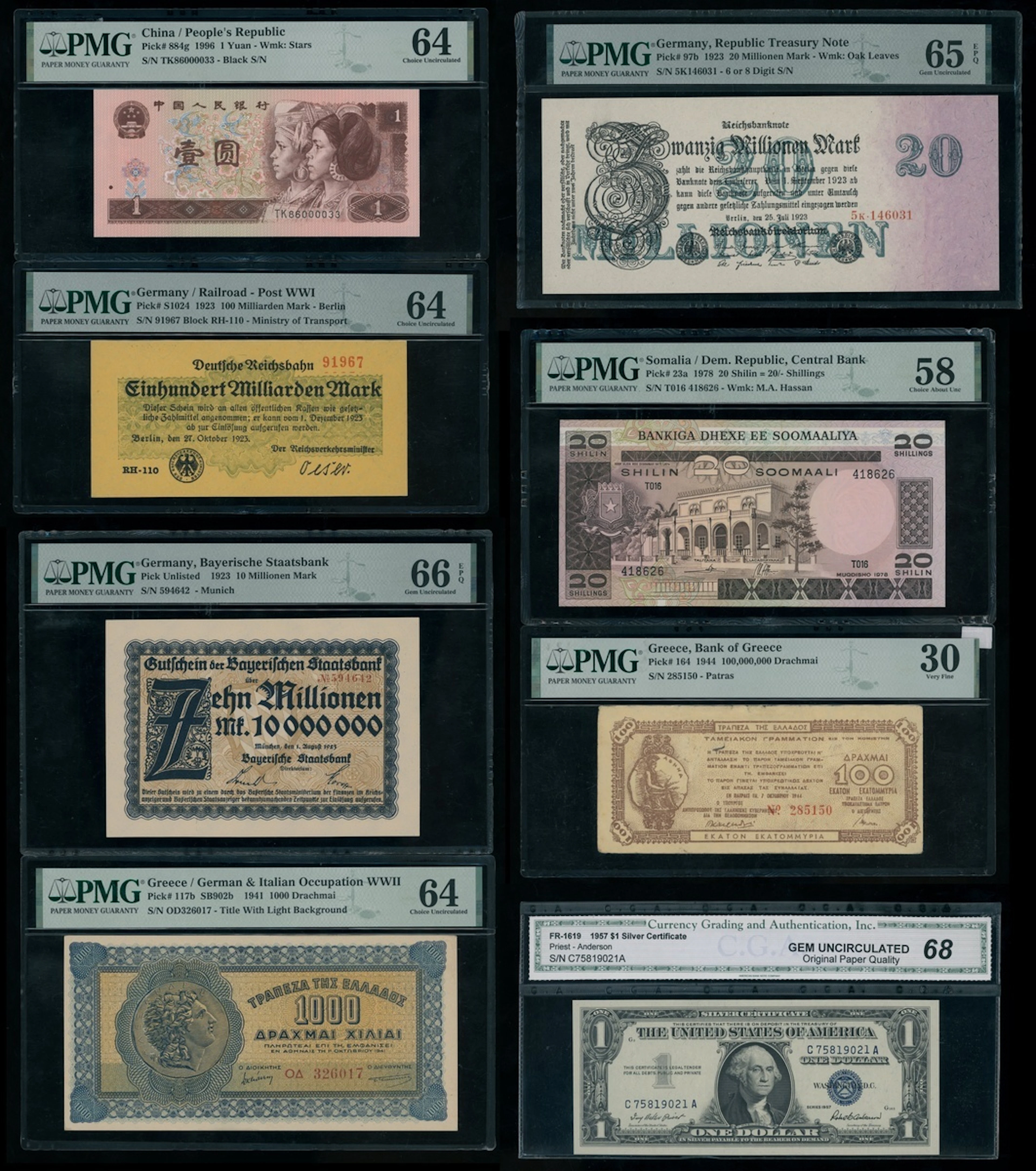 World Banknotes, a group of 8x, including