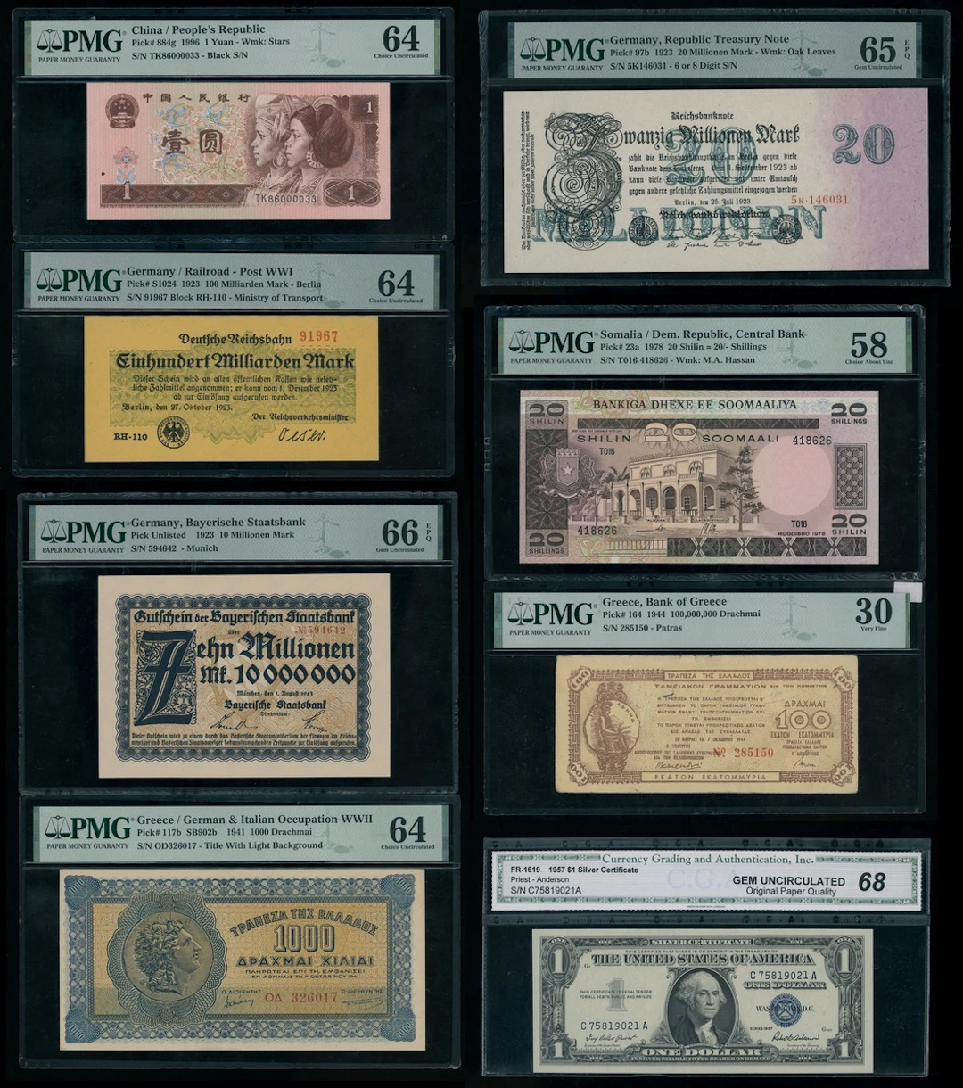 World Banknotes, a group of 8x, including