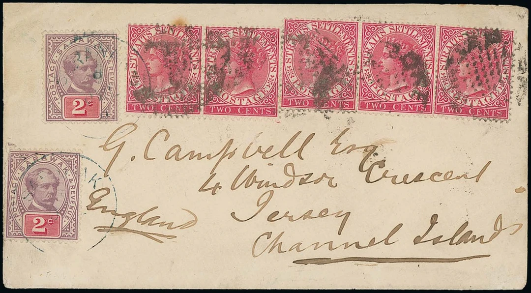 Sarawak 1888-97 "postage & revenue" Issue Combination Covers 1891