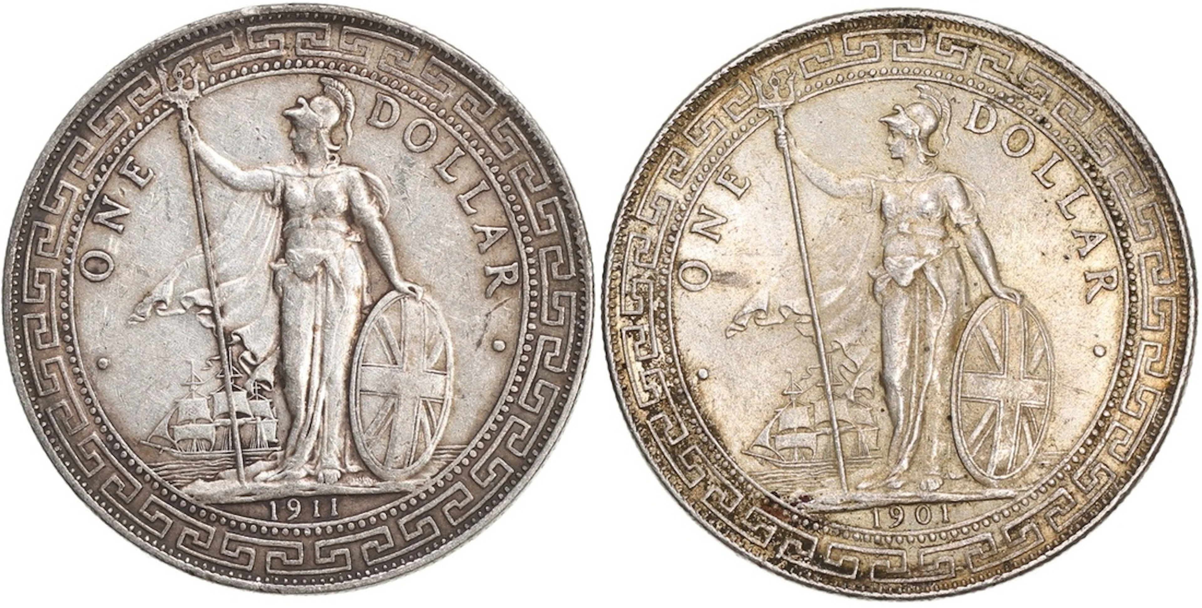 Great Britain, Trade Dollar, a pair of silver dollars, 1901B and 1911B